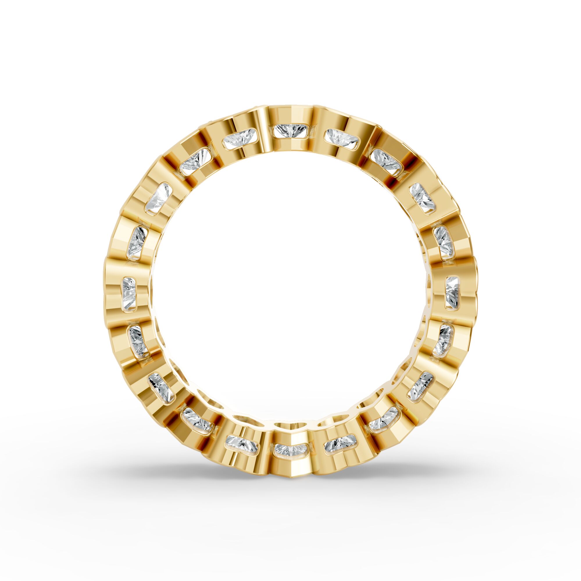 Heart Shape Diamond Eternity Bands in Gold