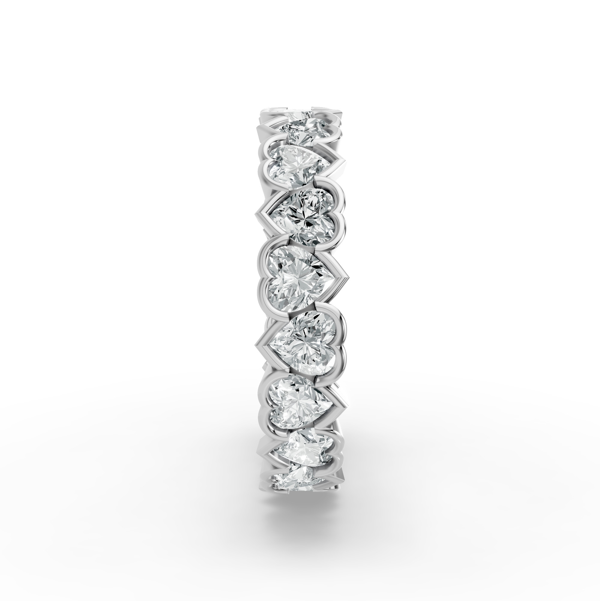 Heart Shape Diamond Eternity Bands in Gold