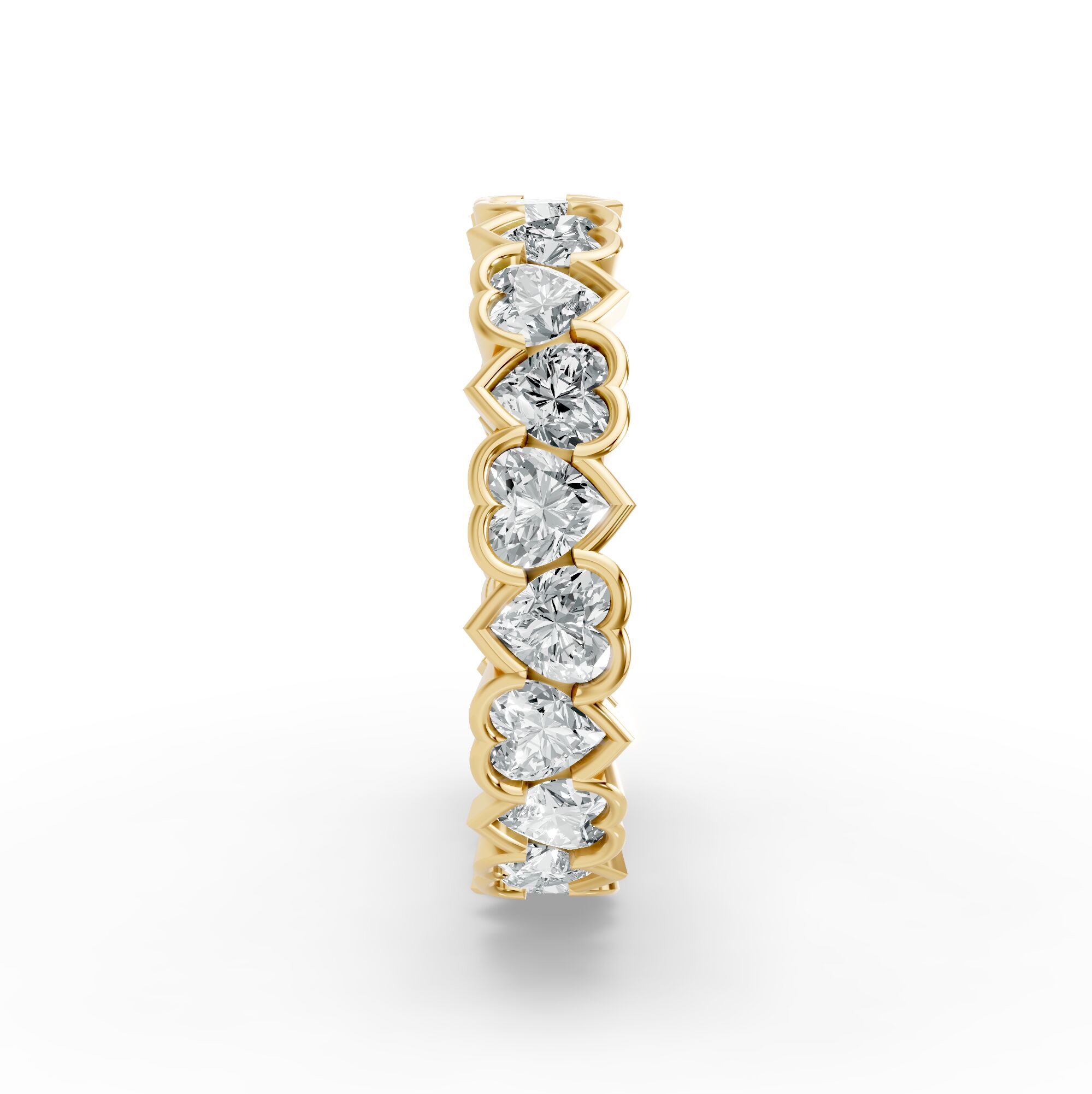Heart Shape Diamond Eternity Bands in Gold