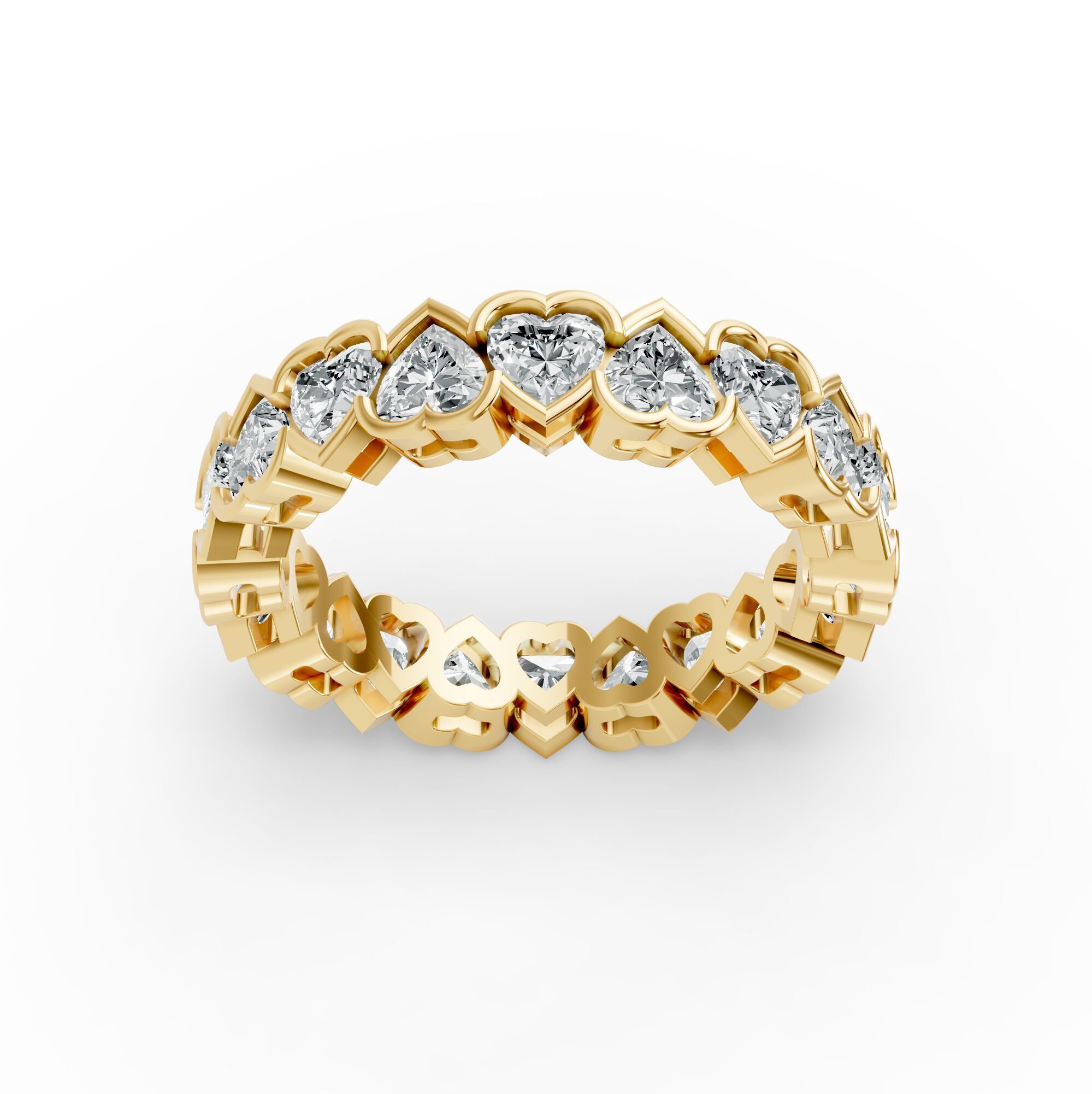 Heart Shape Diamond Eternity Bands in Gold