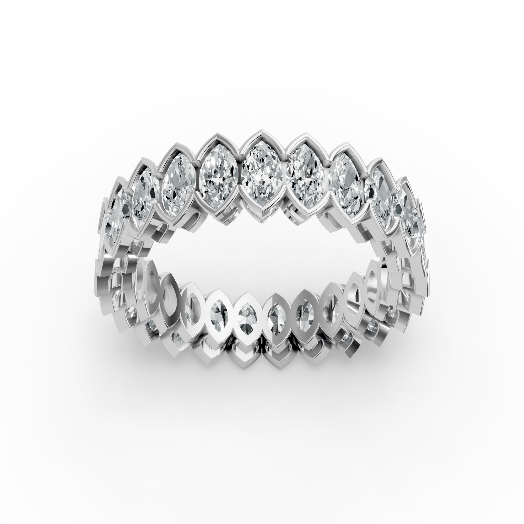 Marquise Shape Diamond Eternity Bands in Gold