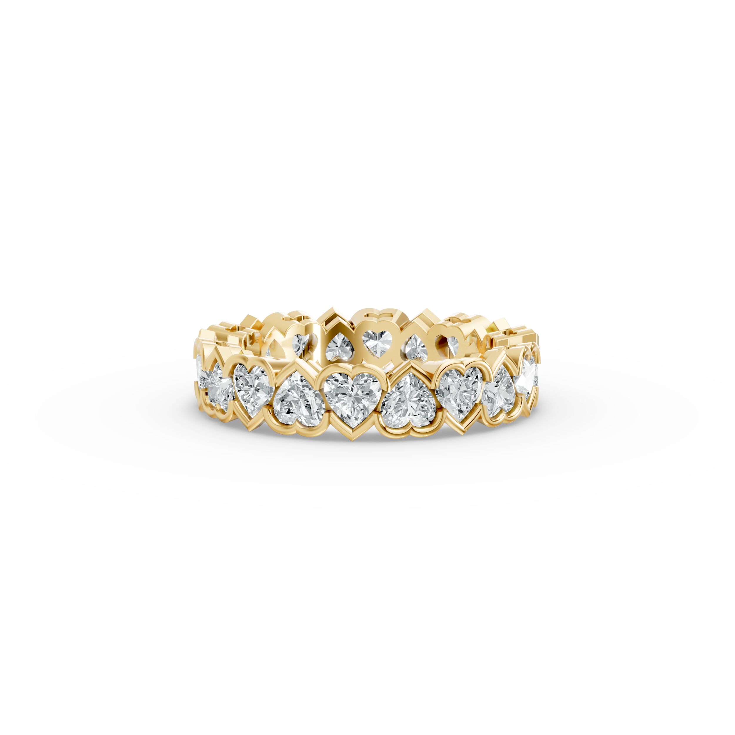 Heart Shape Diamond Eternity Bands in Gold