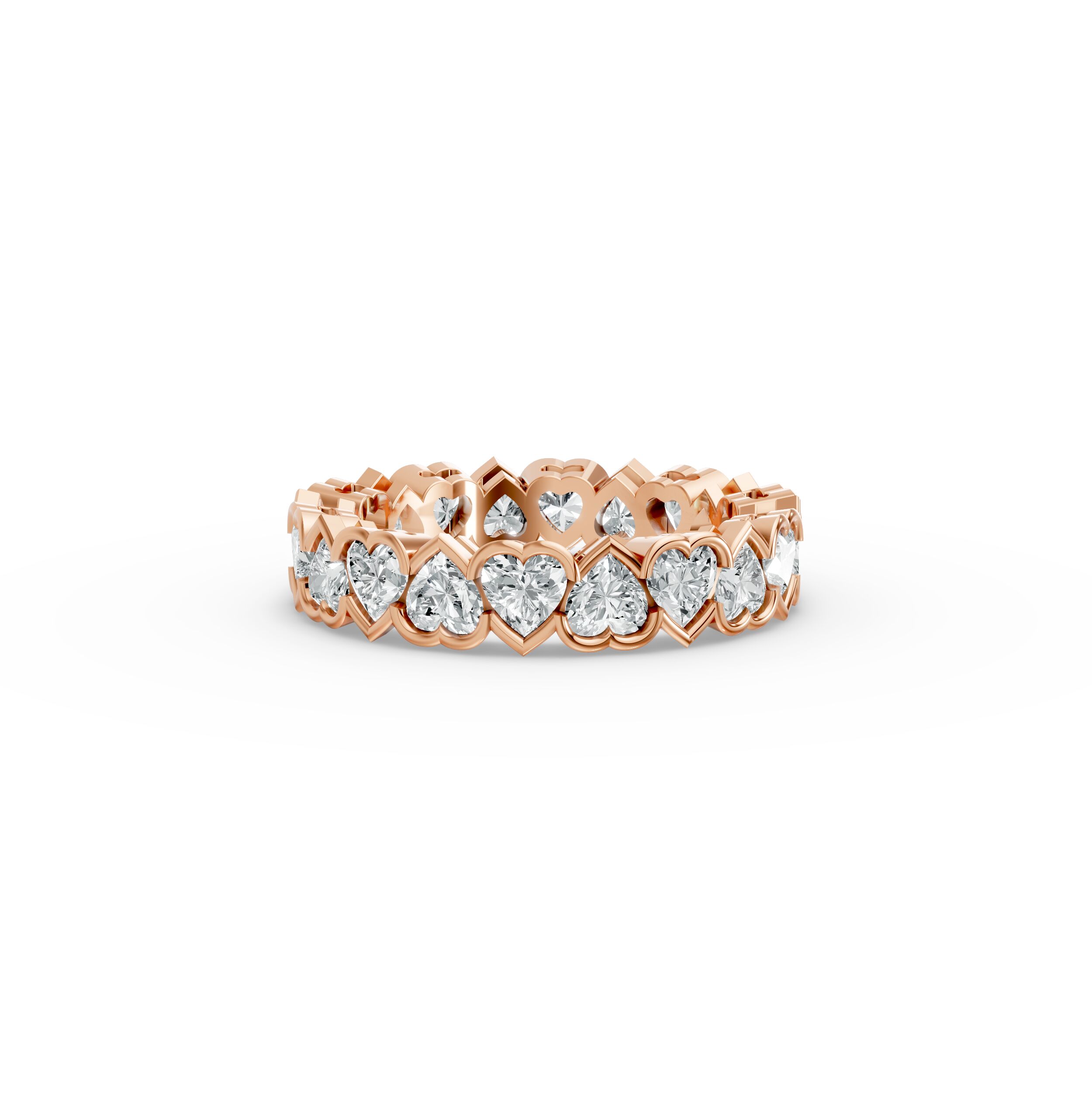 Heart Shape Diamond Eternity Bands in Gold