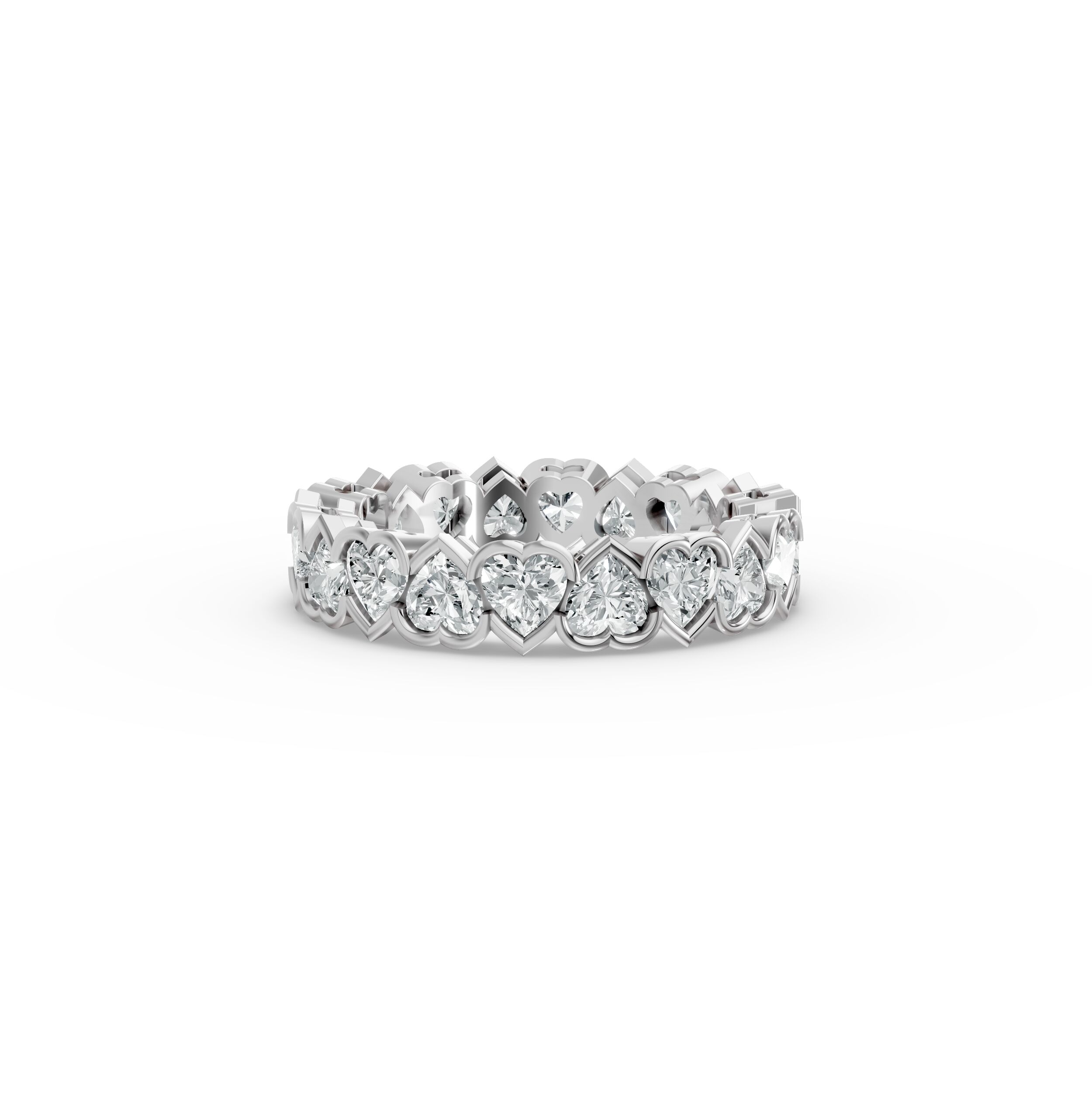Heart Shape Diamond Eternity Bands in Gold
