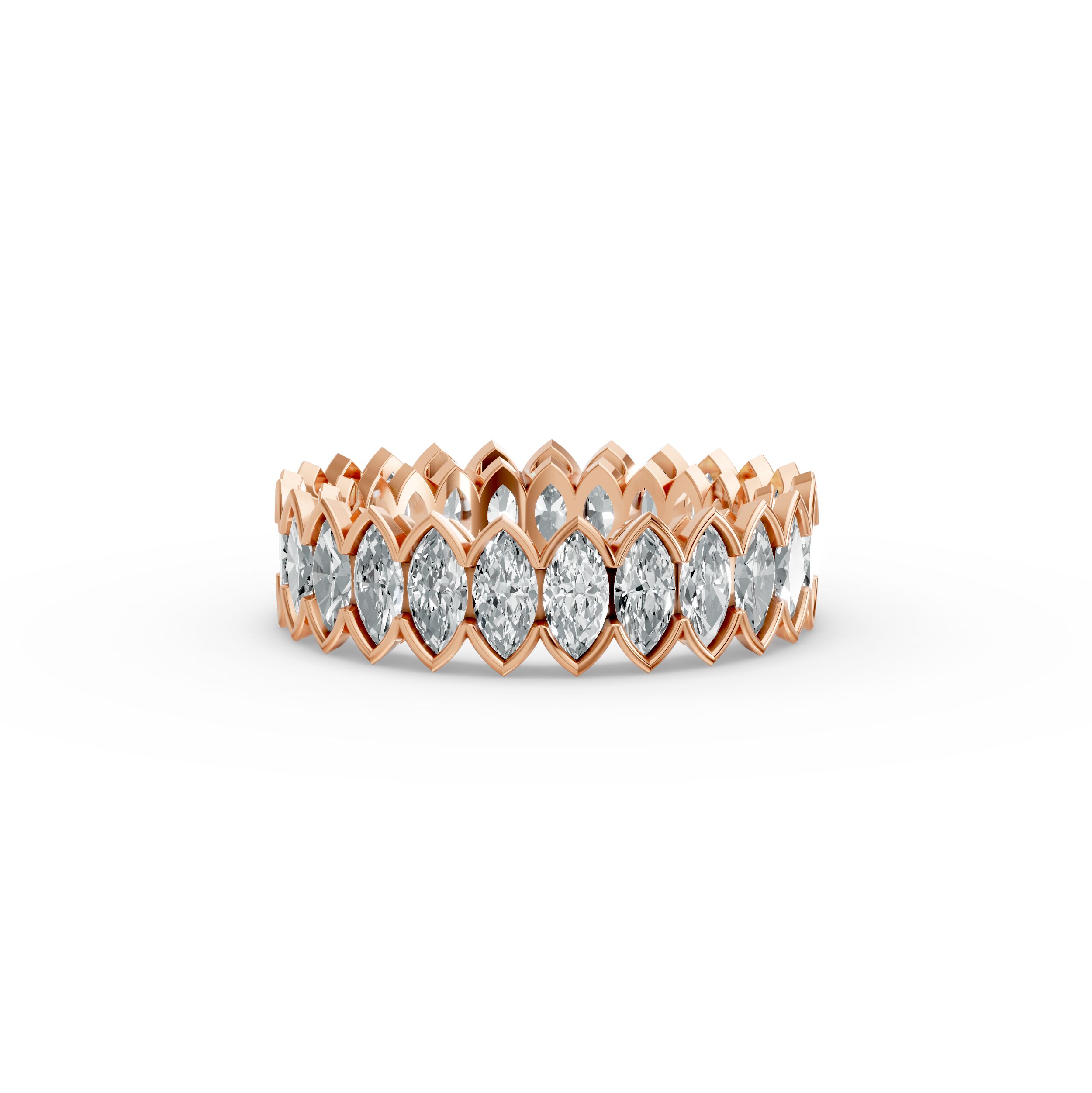 Marquise Shape Diamond Eternity Bands in Gold
