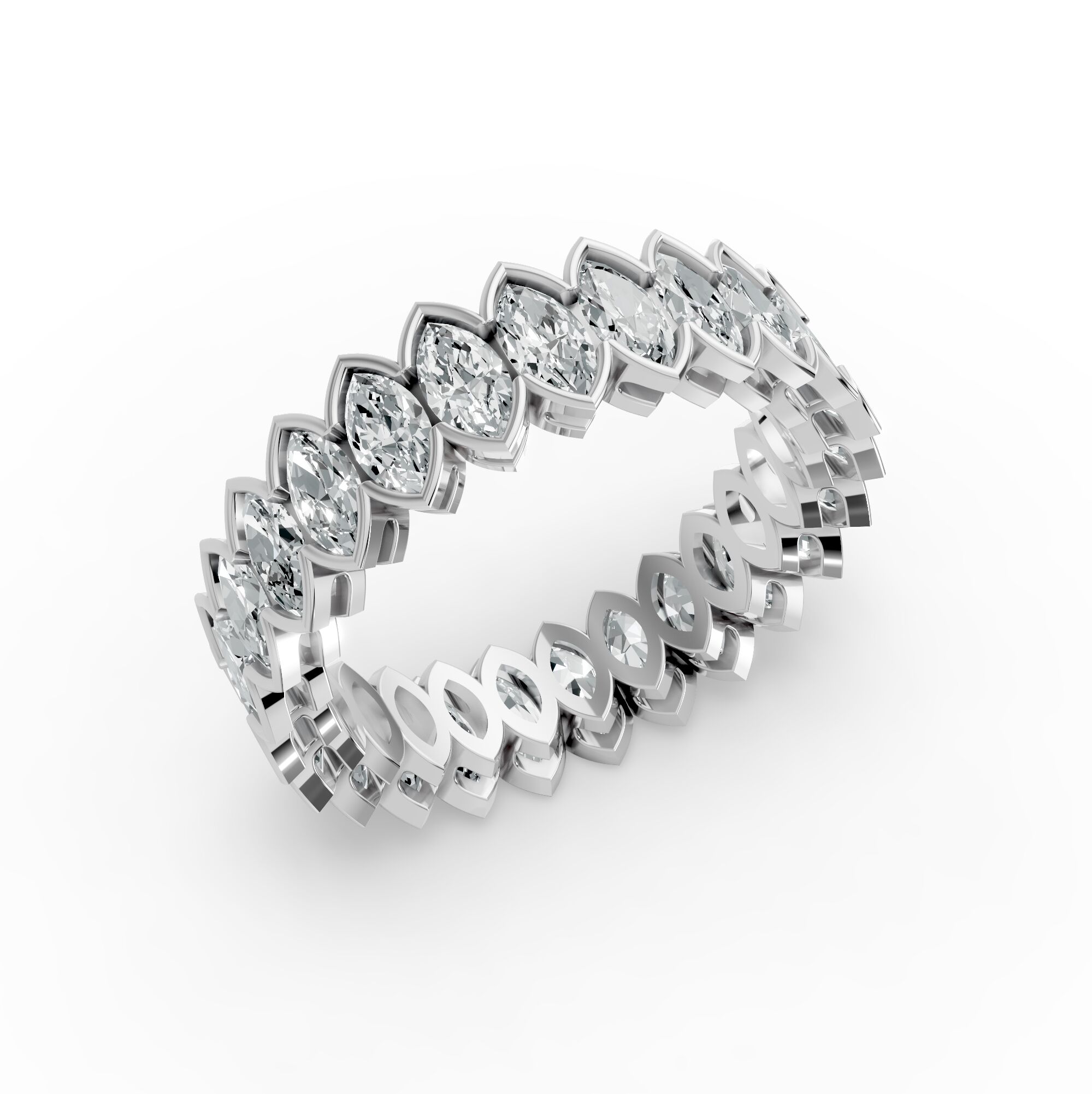 Marquise Shape Diamond Eternity Bands in Gold