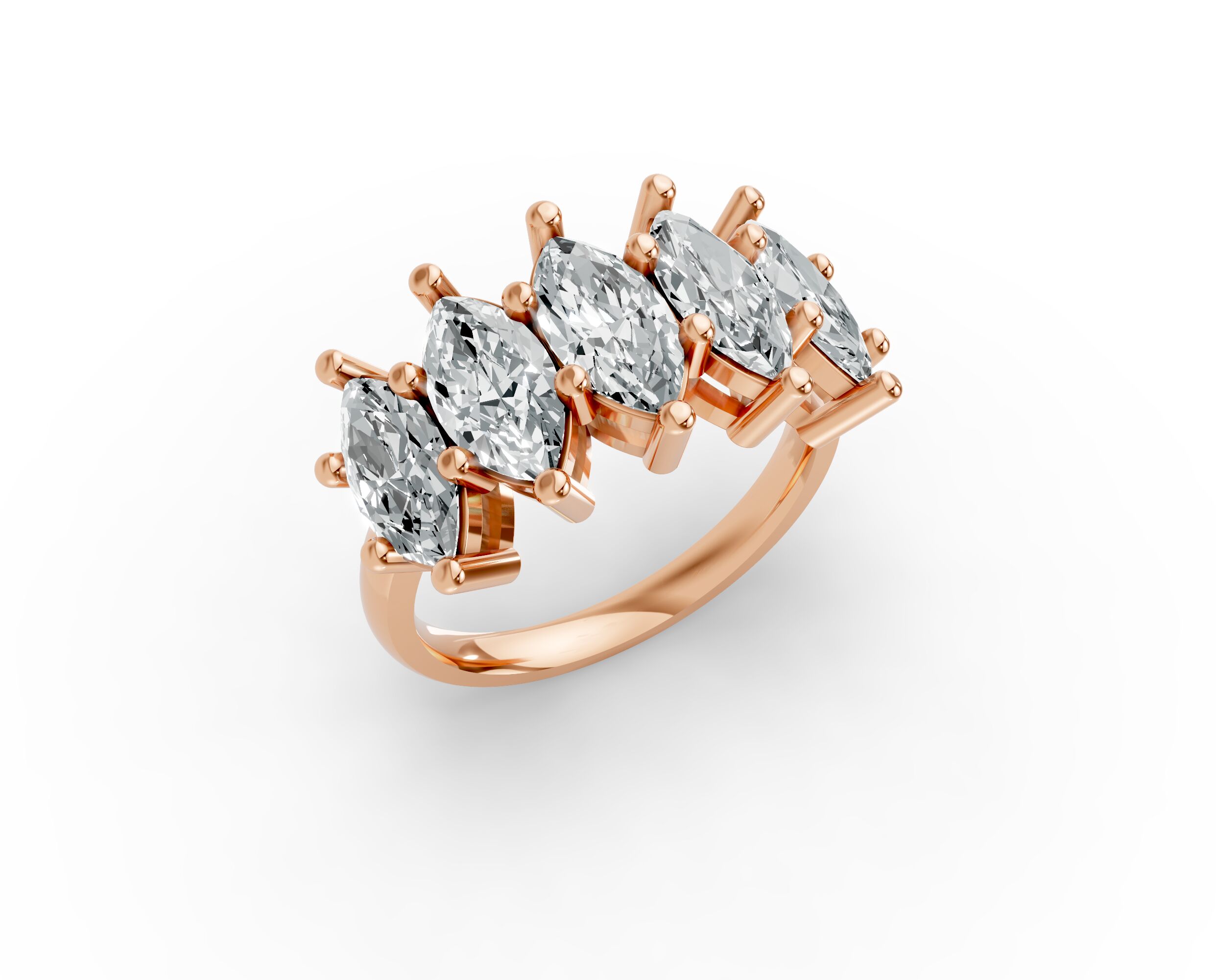 Marquise Shape Diamond Anniversary Band in Gold