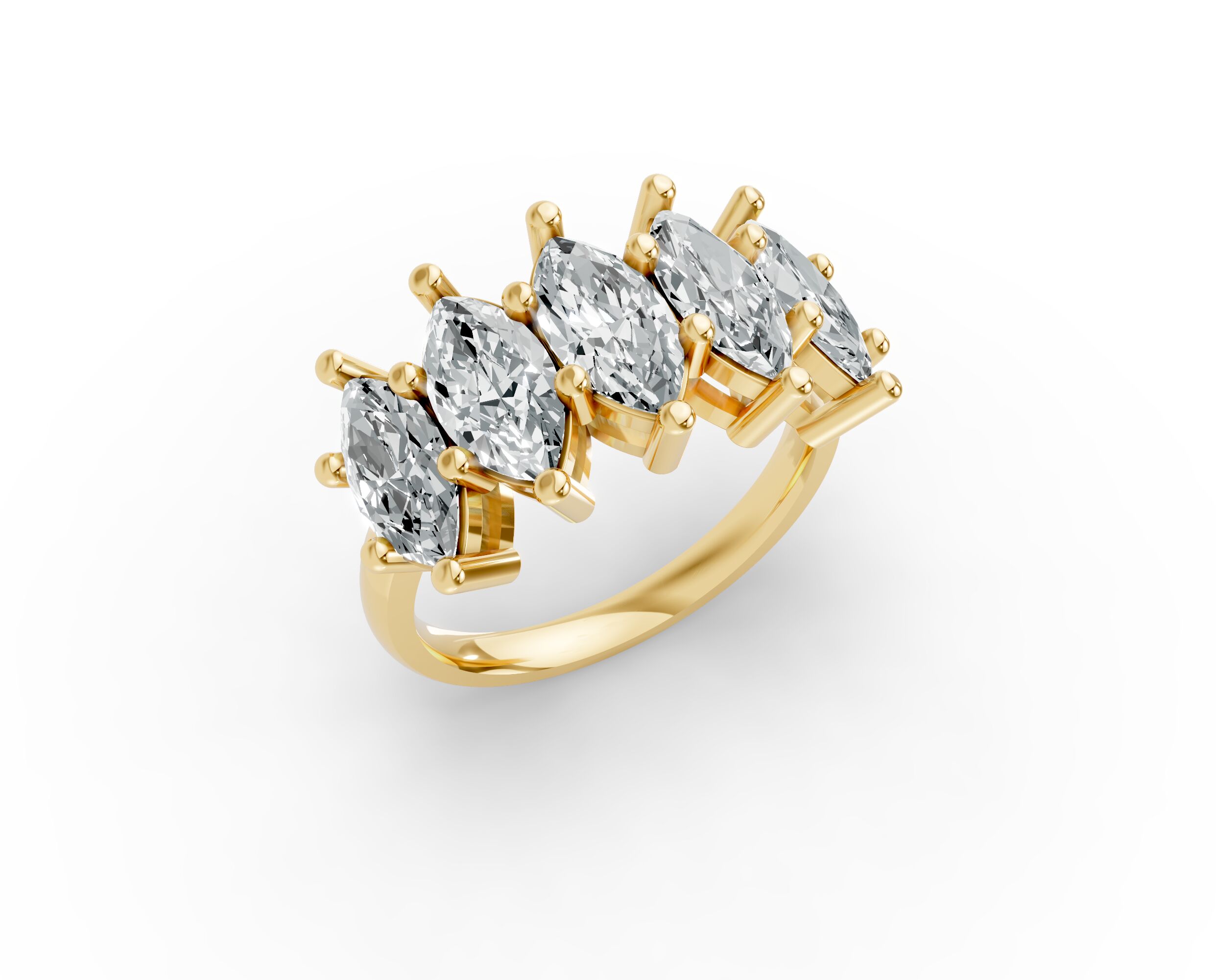 Marquise Shape Diamond Anniversary Band in Gold
