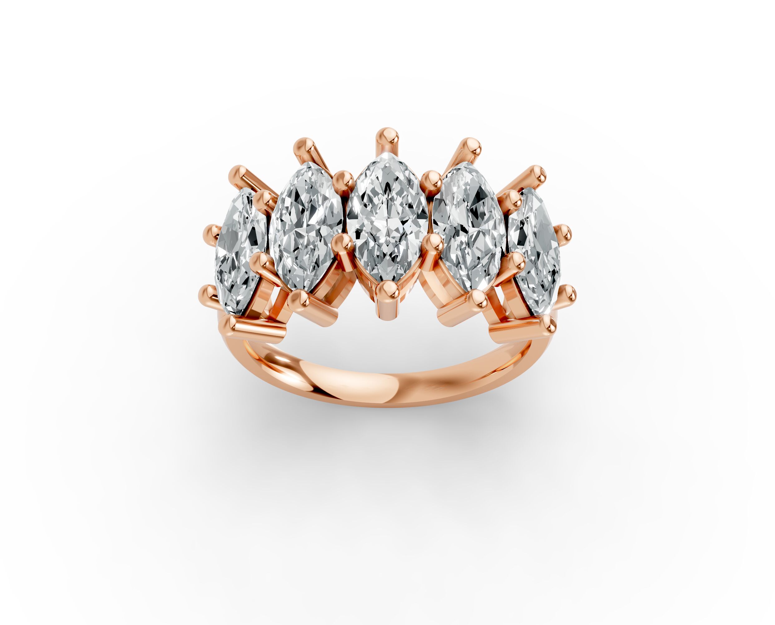 Marquise Shape Diamond Anniversary Band in Gold