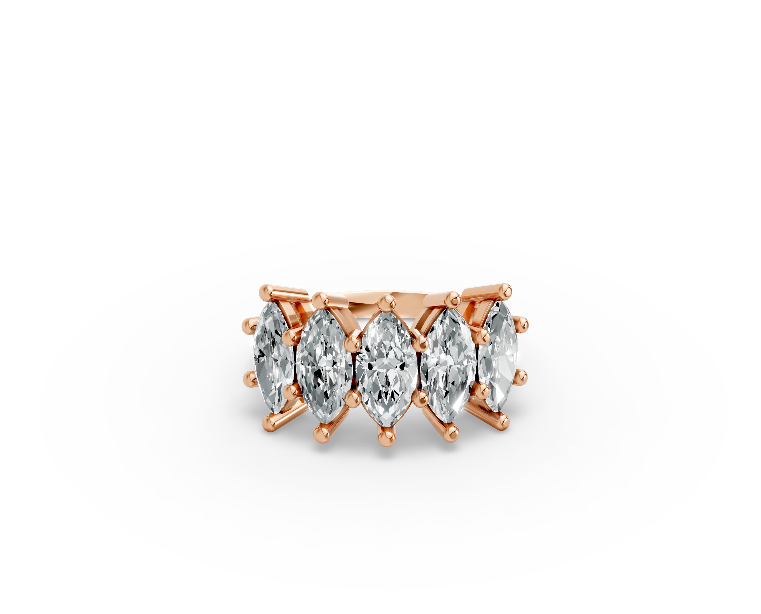 Marquise Shape Diamond Anniversary Band in Gold