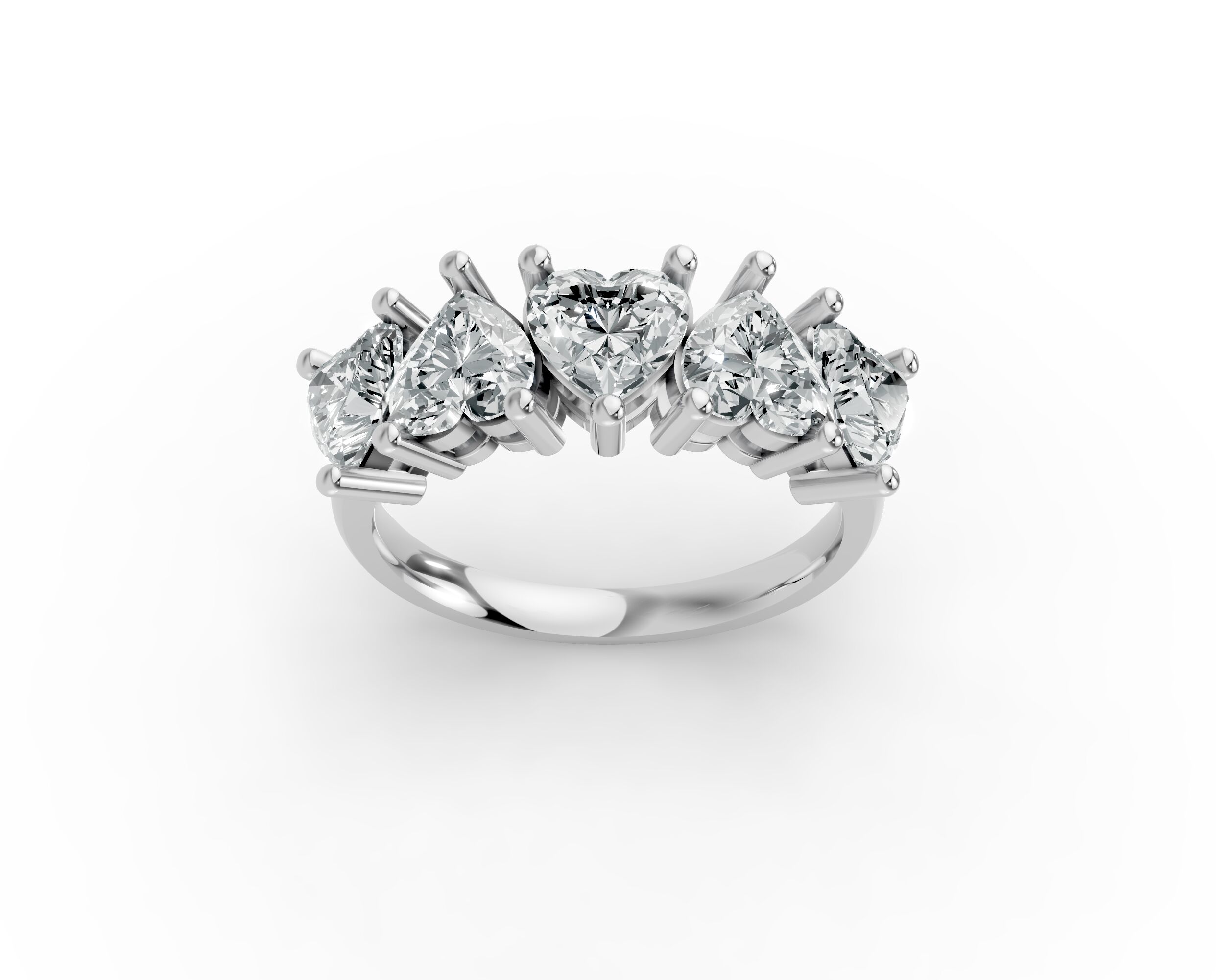 Heart Shape Diamond Anniversary Band in Gold
