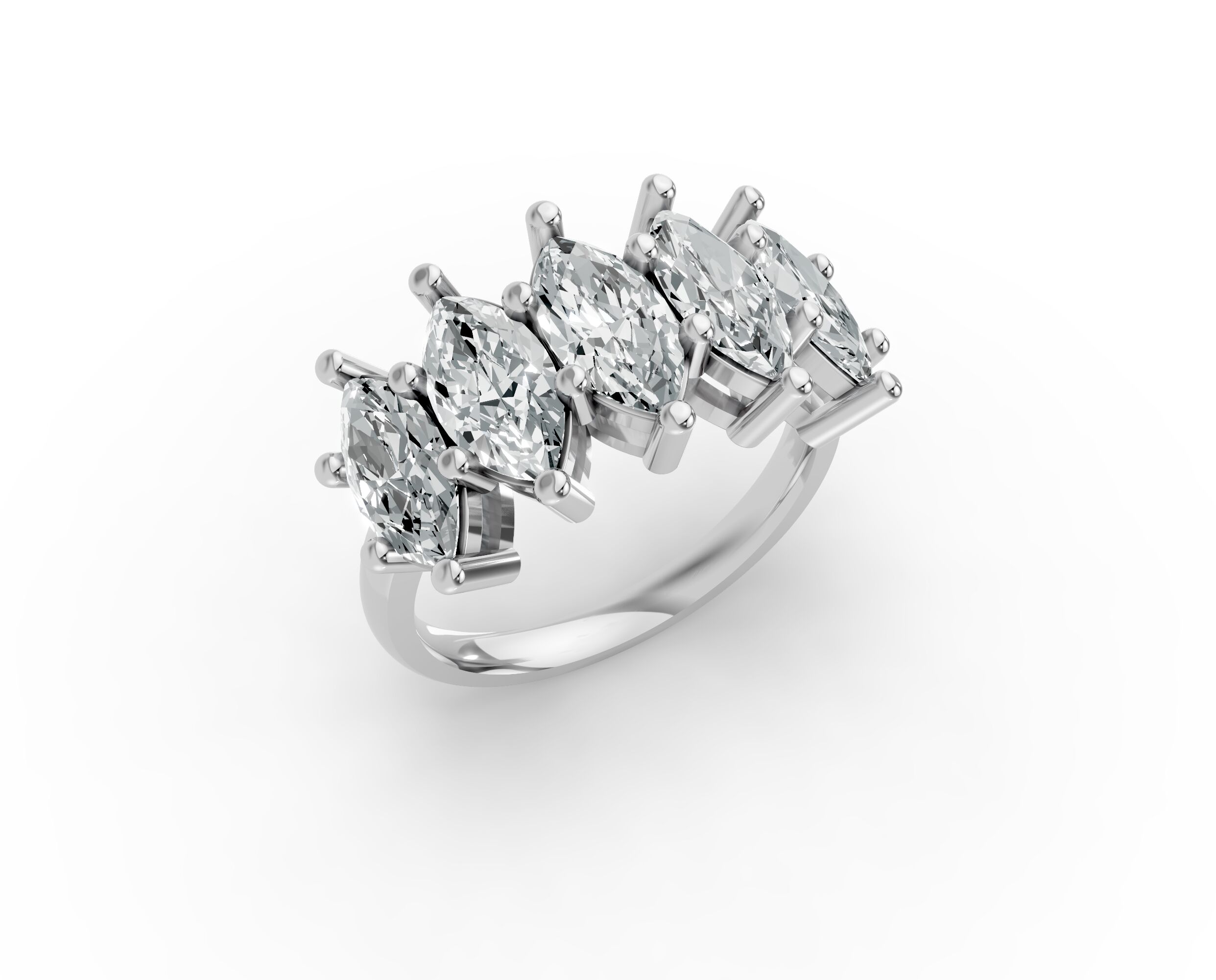 Marquise Shape Diamond Anniversary Band in Gold