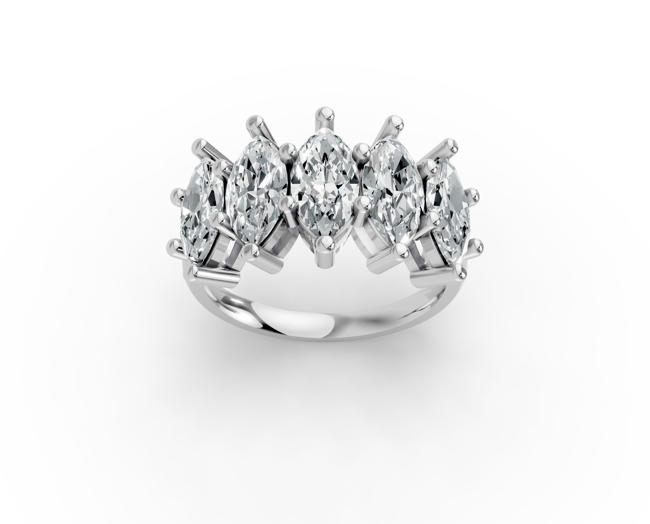 Marquise Shape Diamond Anniversary Band in Gold