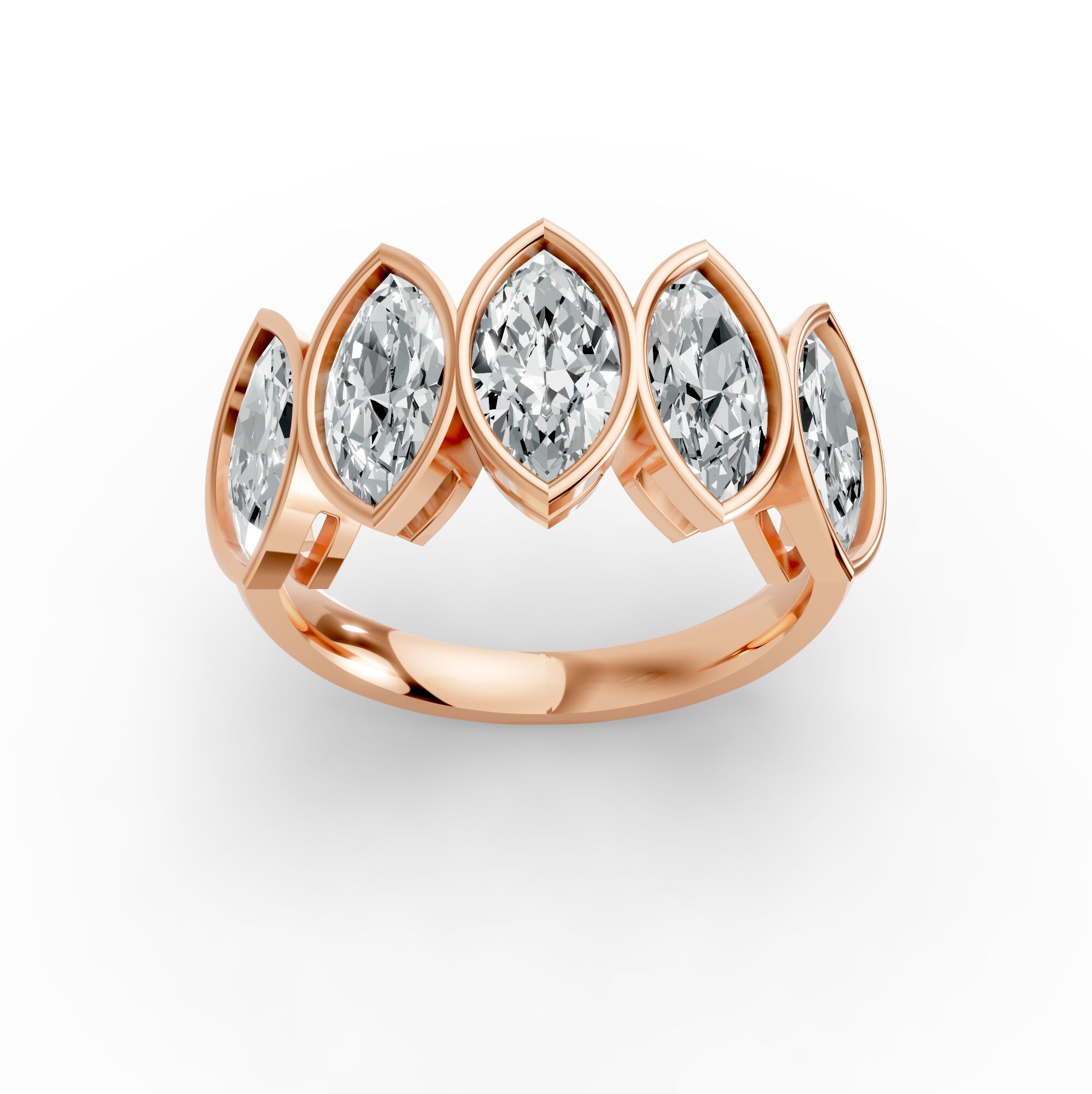 Marquise Shape Diamond Anniversary Band in Gold