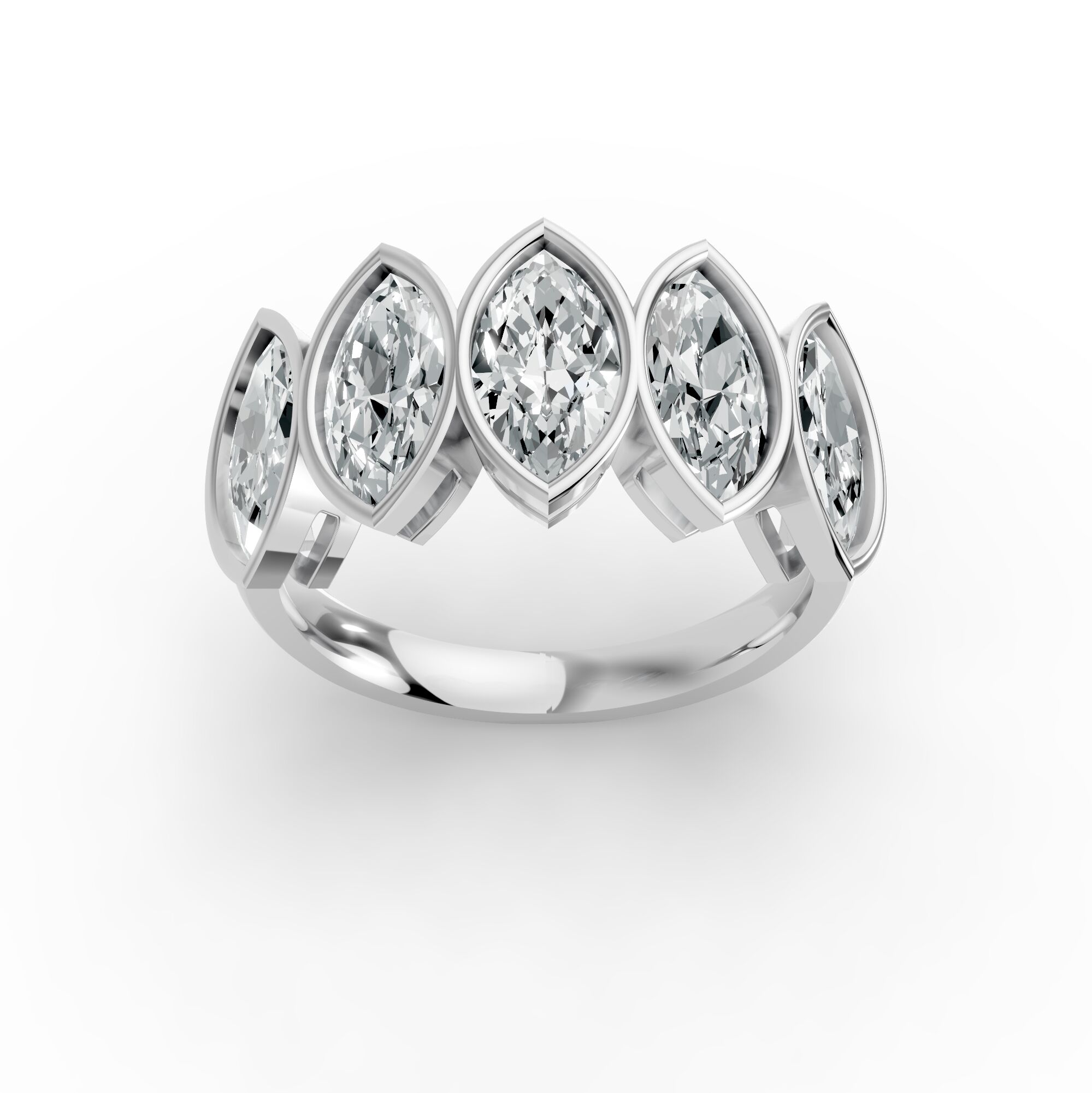 Marquise Shape Diamond Anniversary Band in Gold