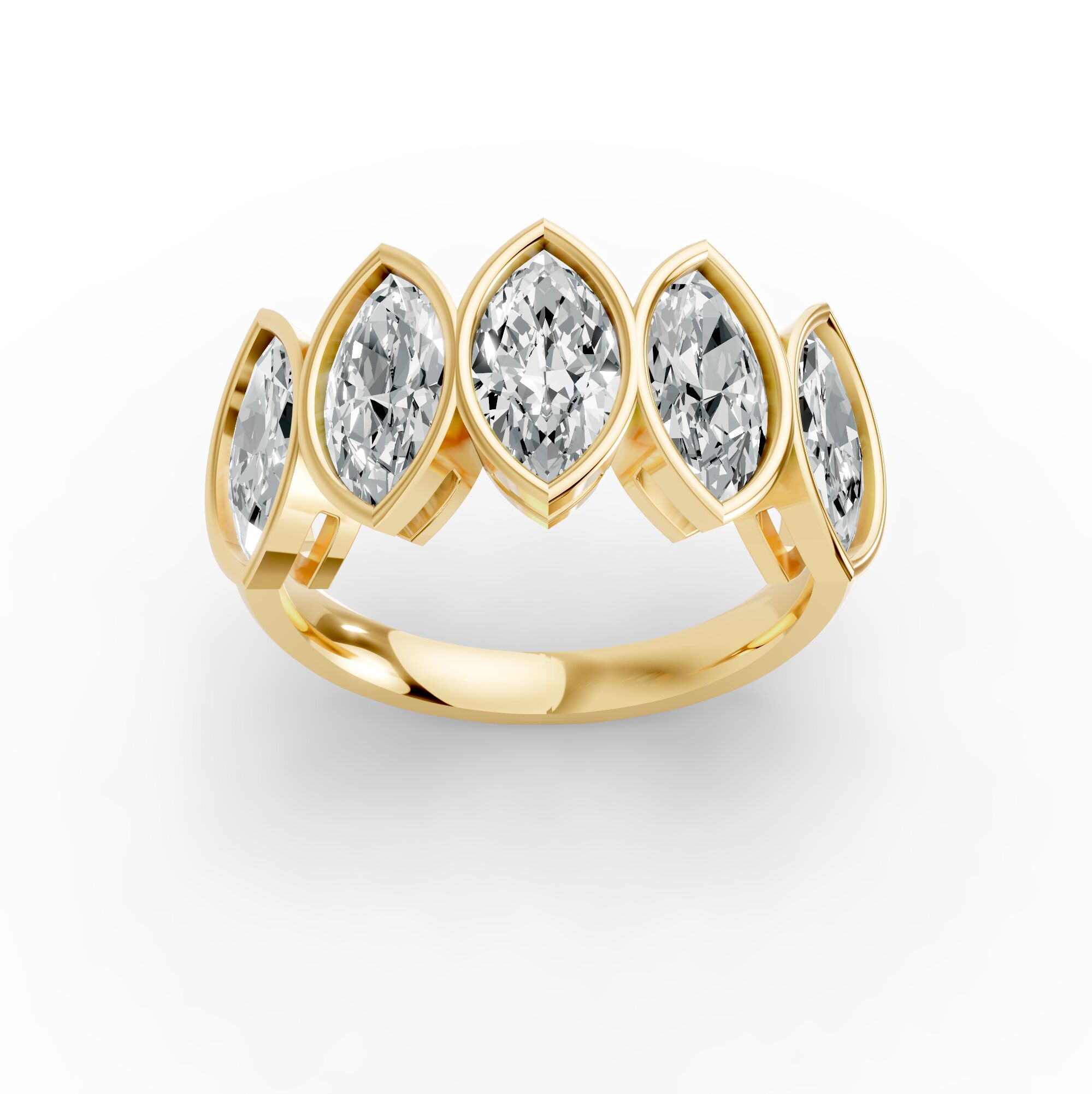 Marquise Shape Diamond Anniversary Band in Gold