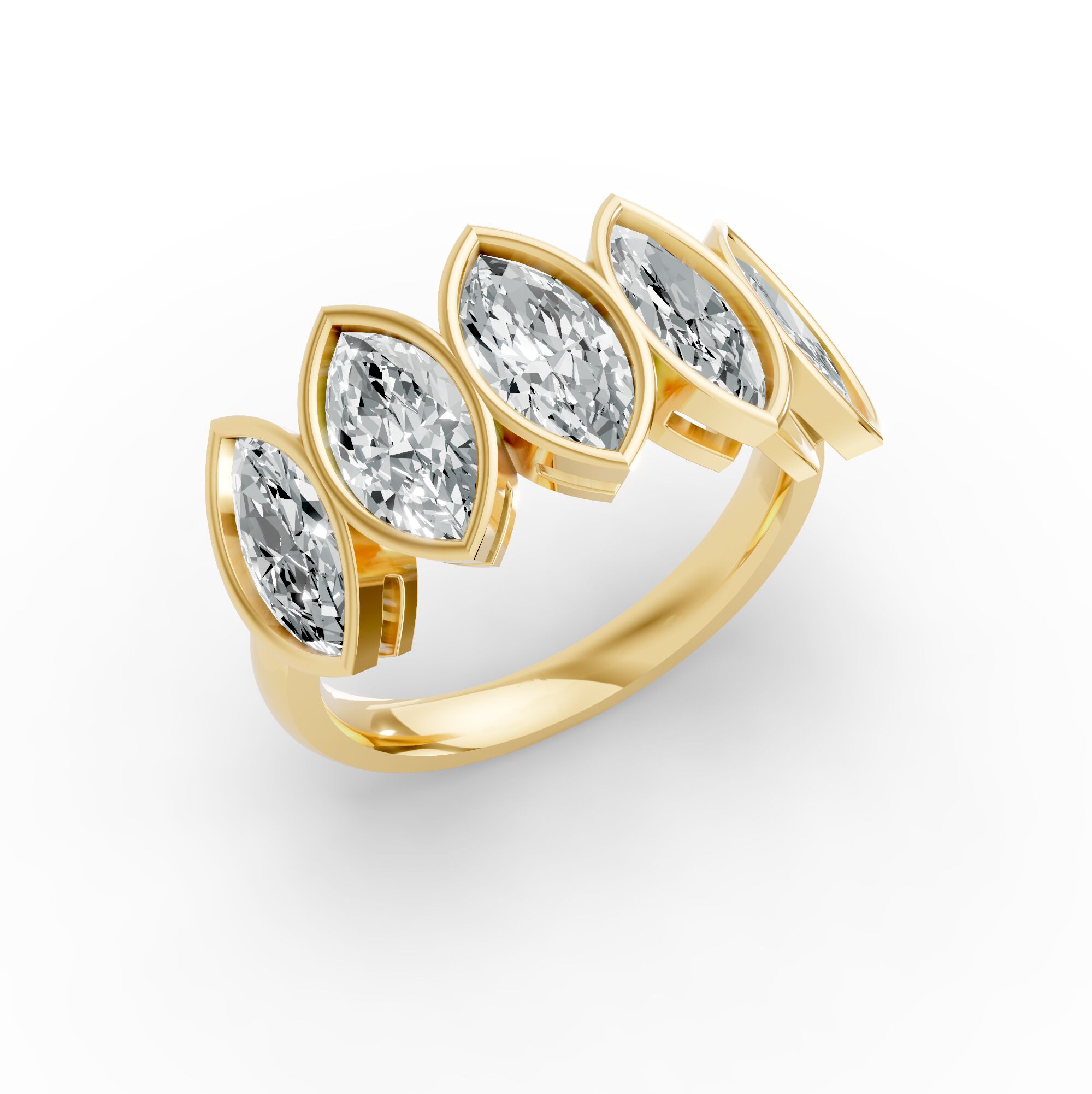 Marquise Shape Diamond Anniversary Band in Gold