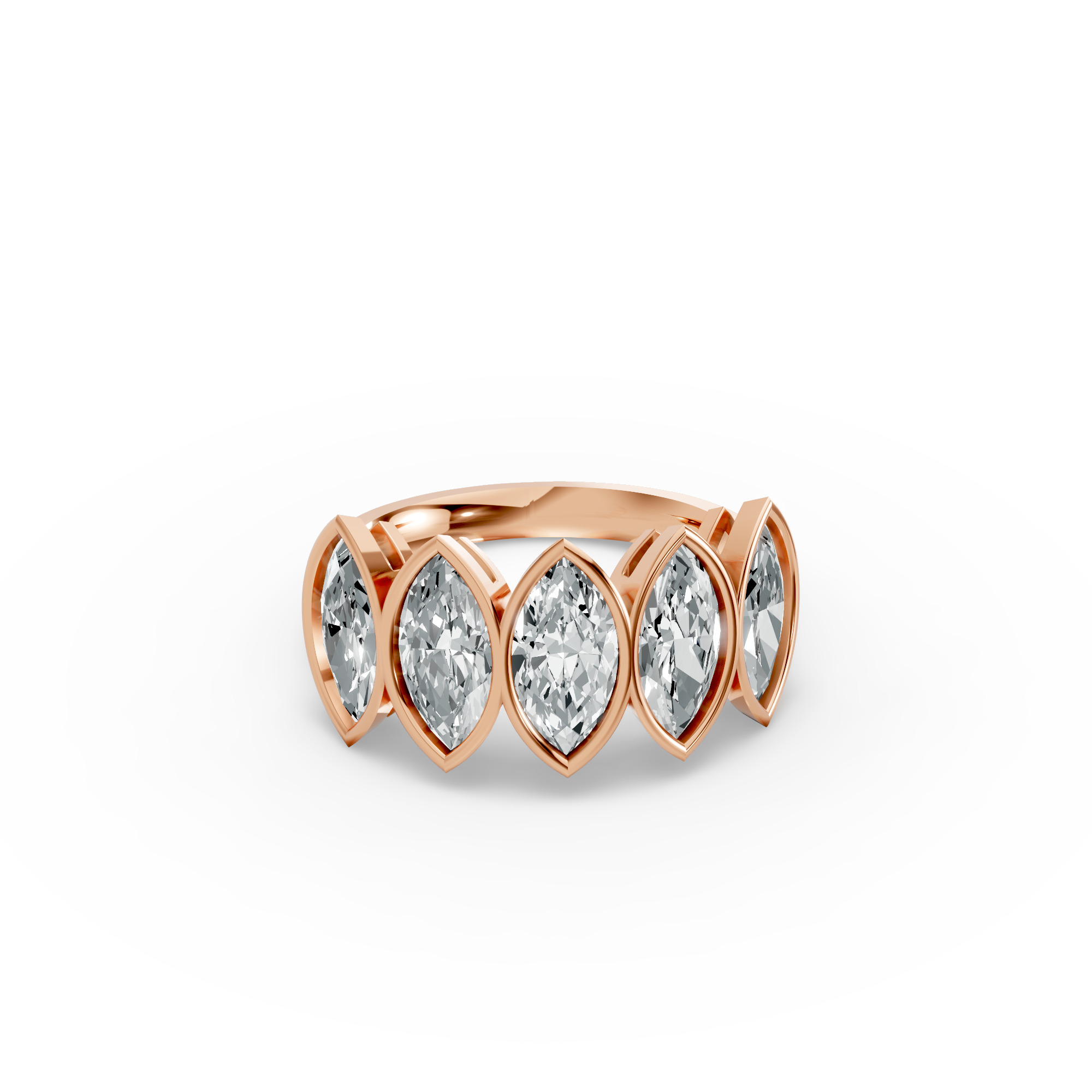 Marquise Shape Diamond Anniversary Band in Gold