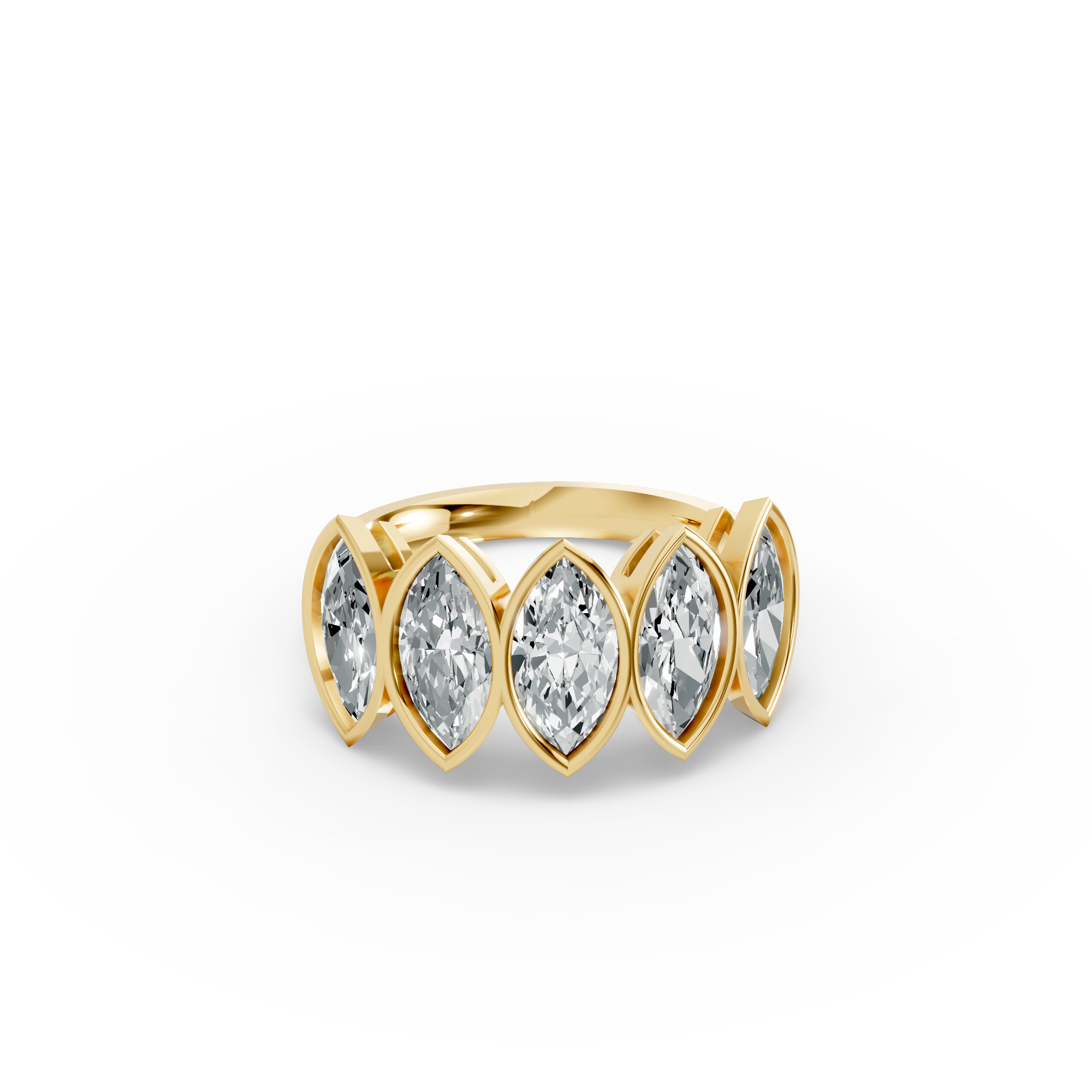 Marquise Shape Diamond Anniversary Band in Gold