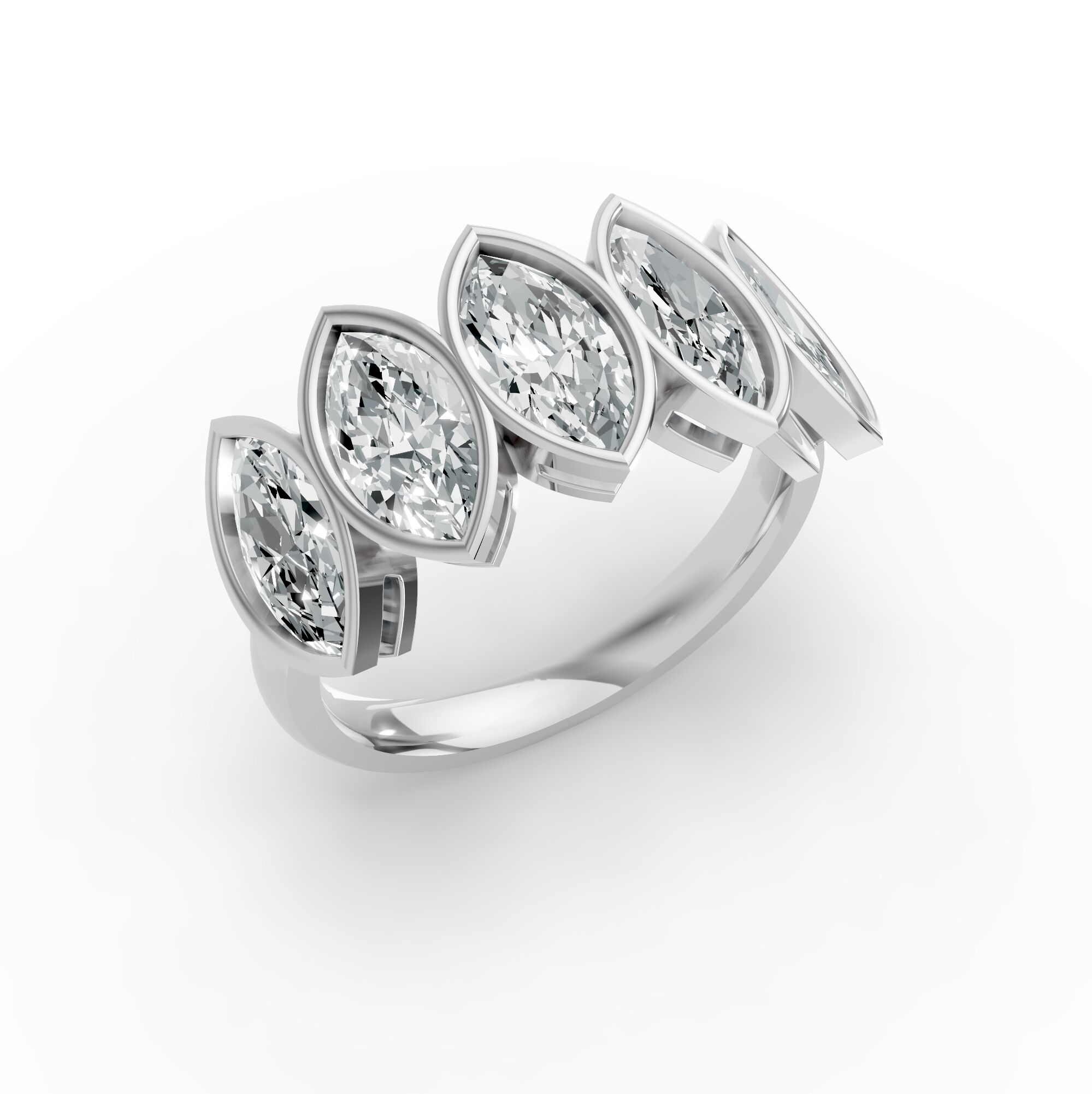 Marquise Shape Diamond Anniversary Band in Gold