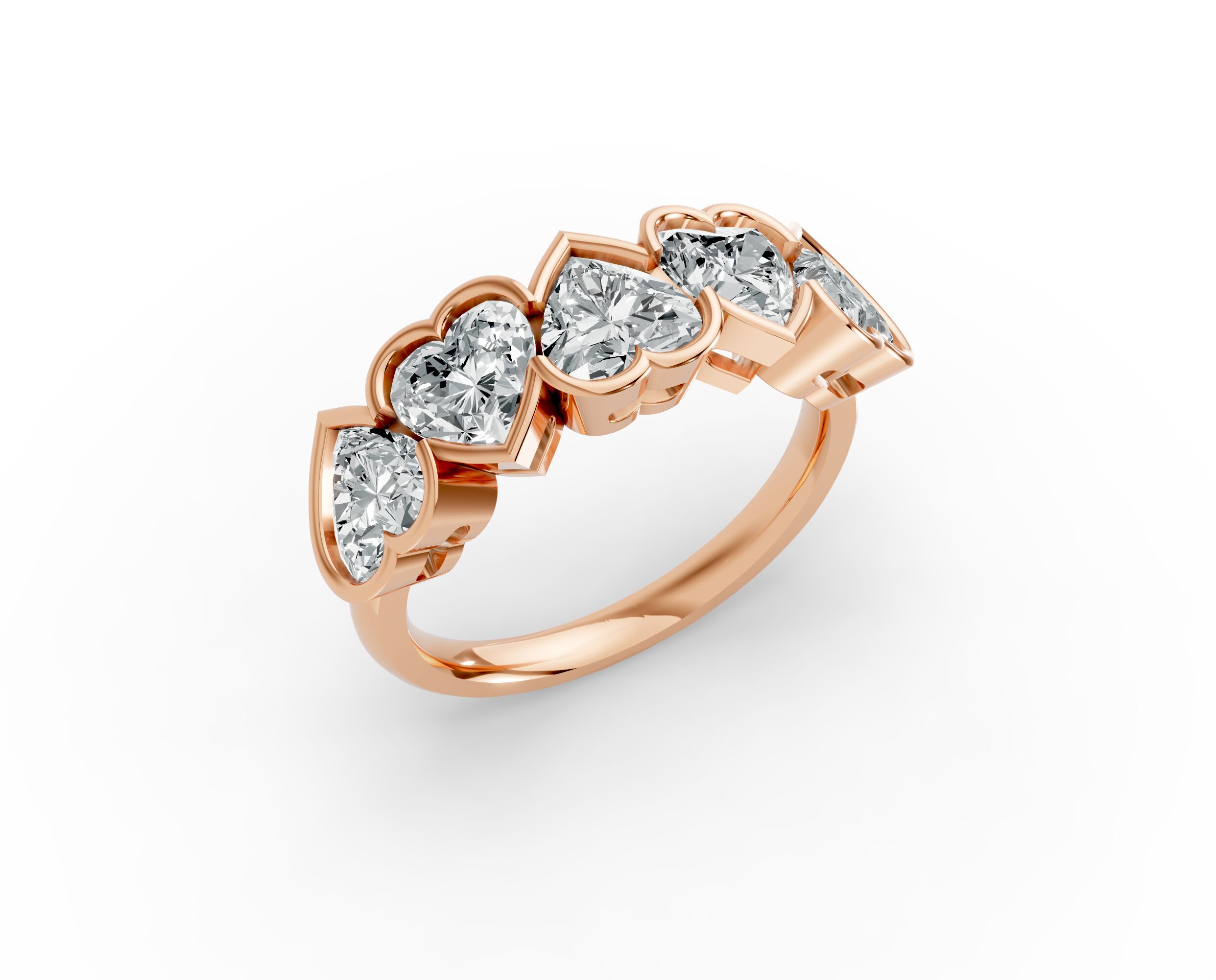 Heart Shape Diamond Anniversary Band in Gold