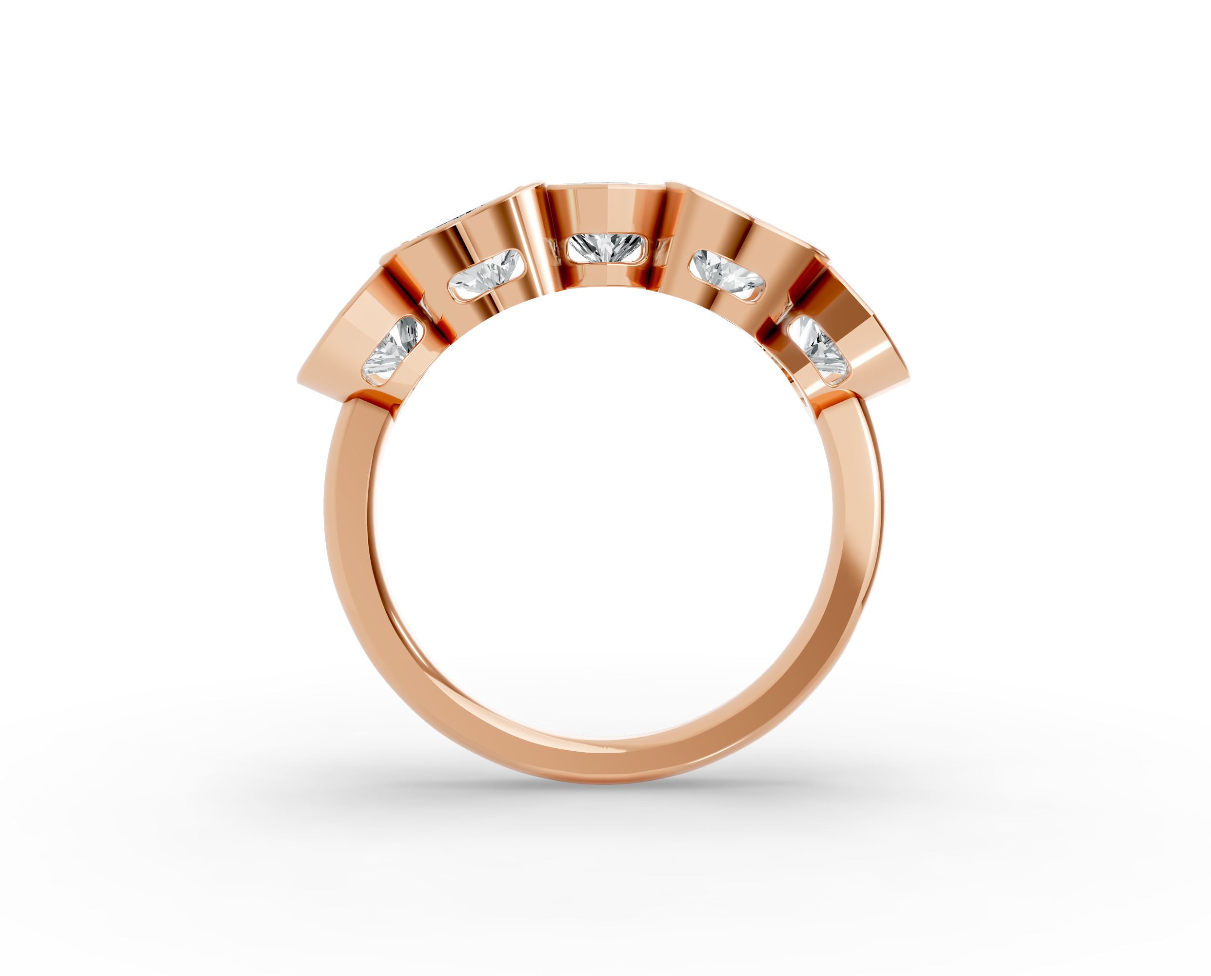 Heart Shape Diamond Anniversary Band in Gold