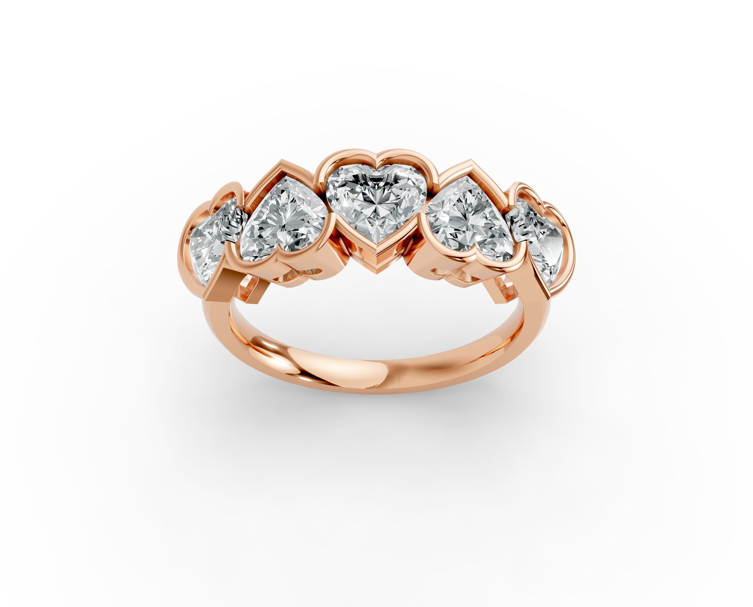 Heart Shape Diamond Anniversary Band in Gold