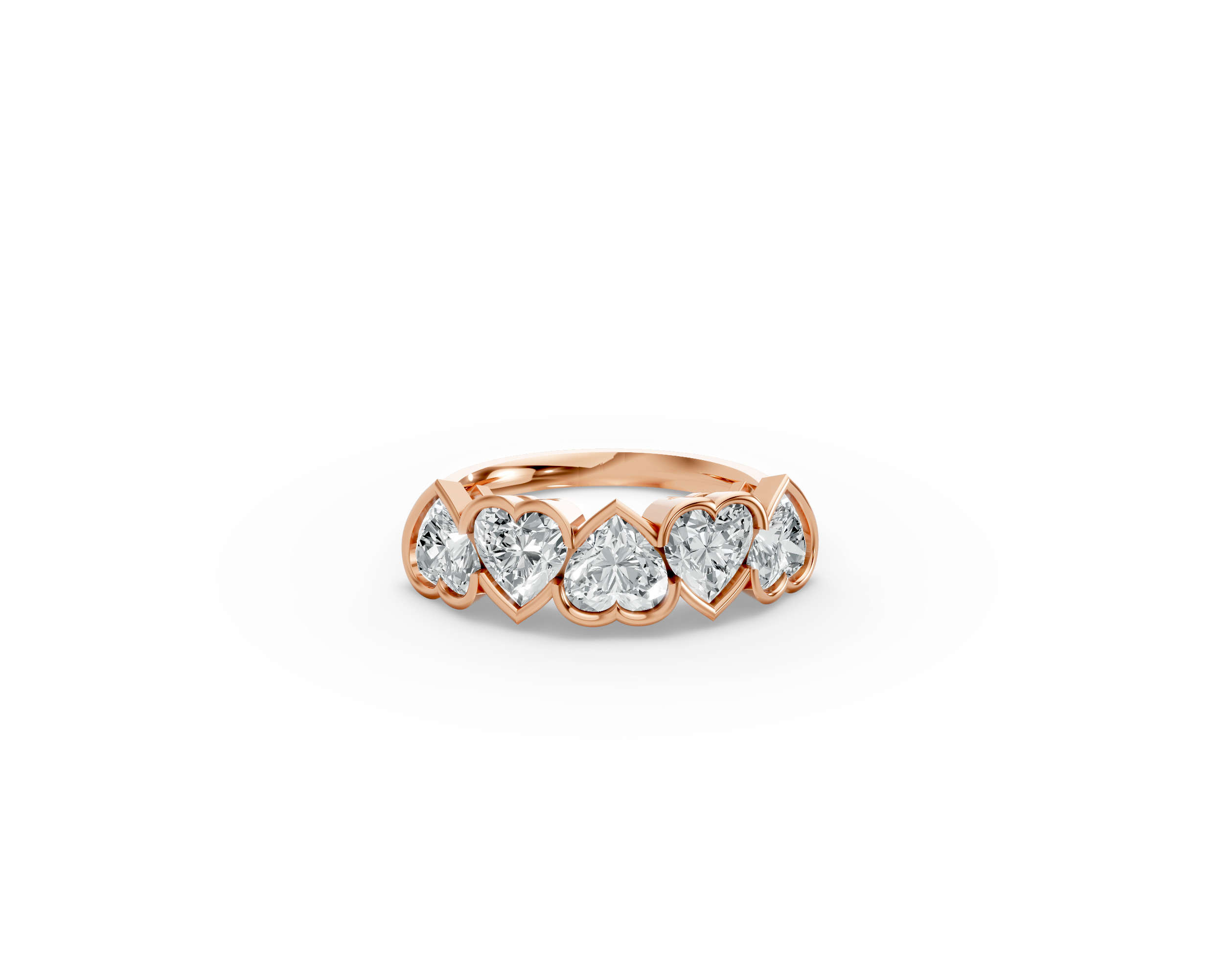 Heart Shape Diamond Anniversary Band in Gold