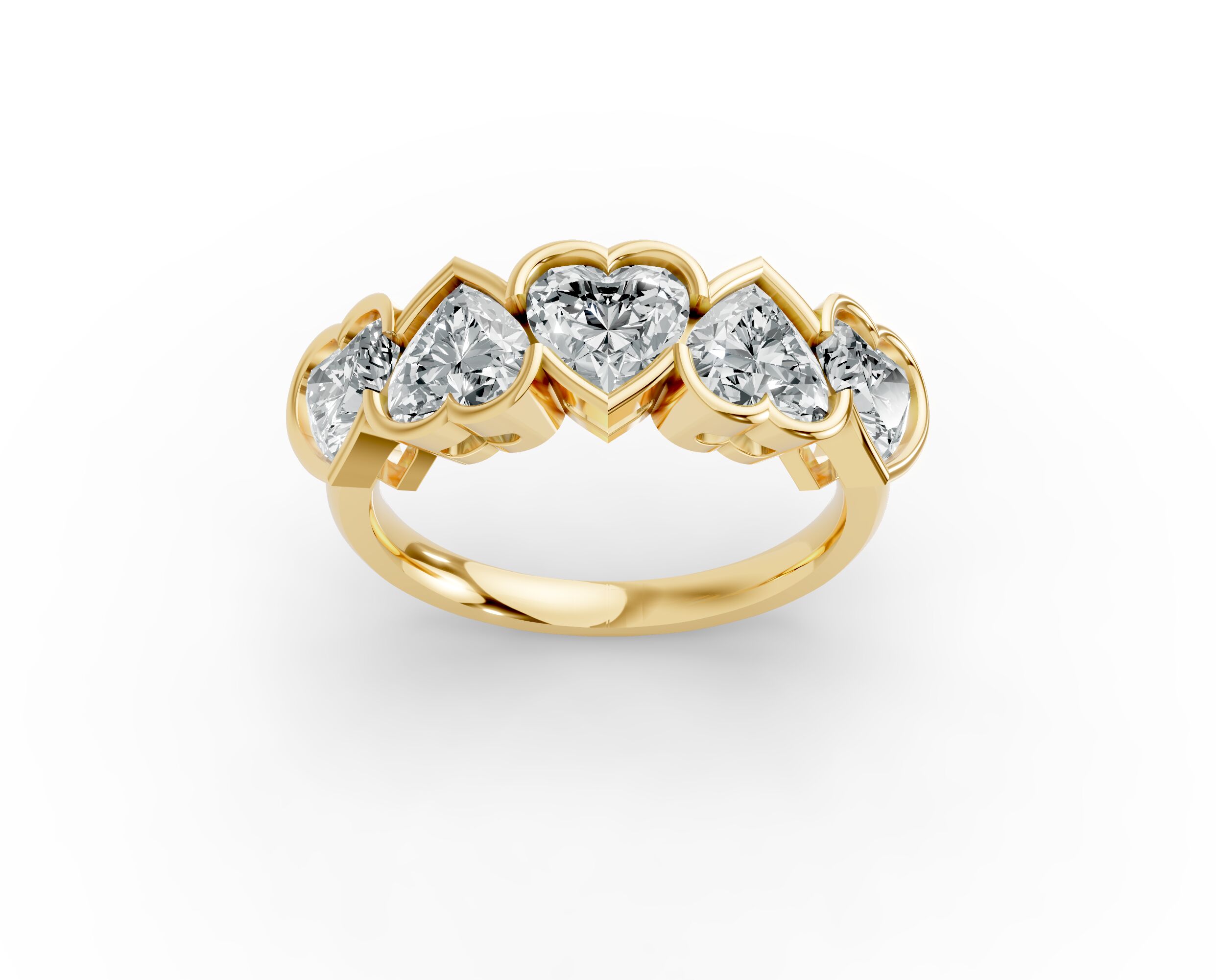 Heart Shape Diamond Anniversary Band in Gold