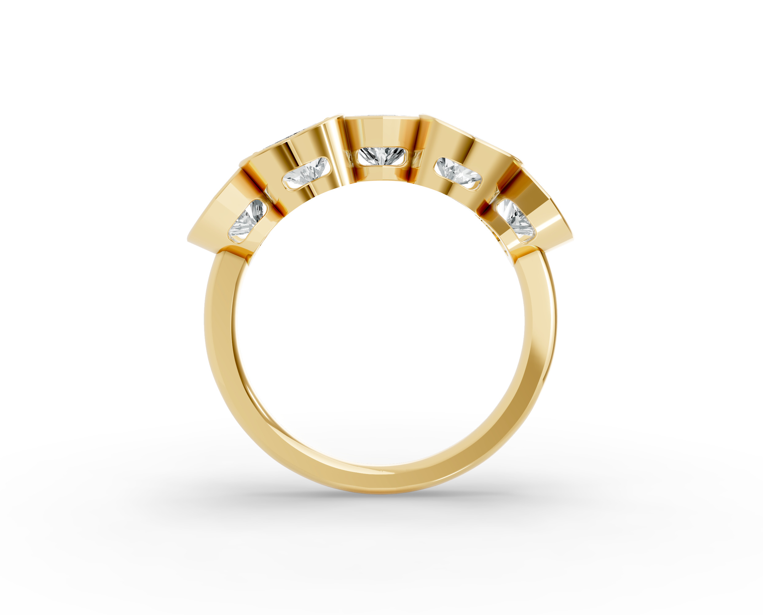 Heart Shape Diamond Anniversary Band in Gold