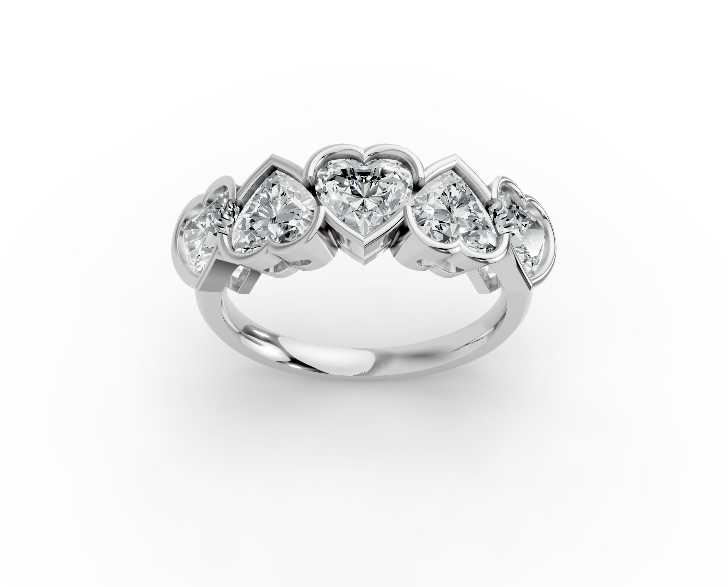 Heart Shape Diamond Anniversary Band in Gold