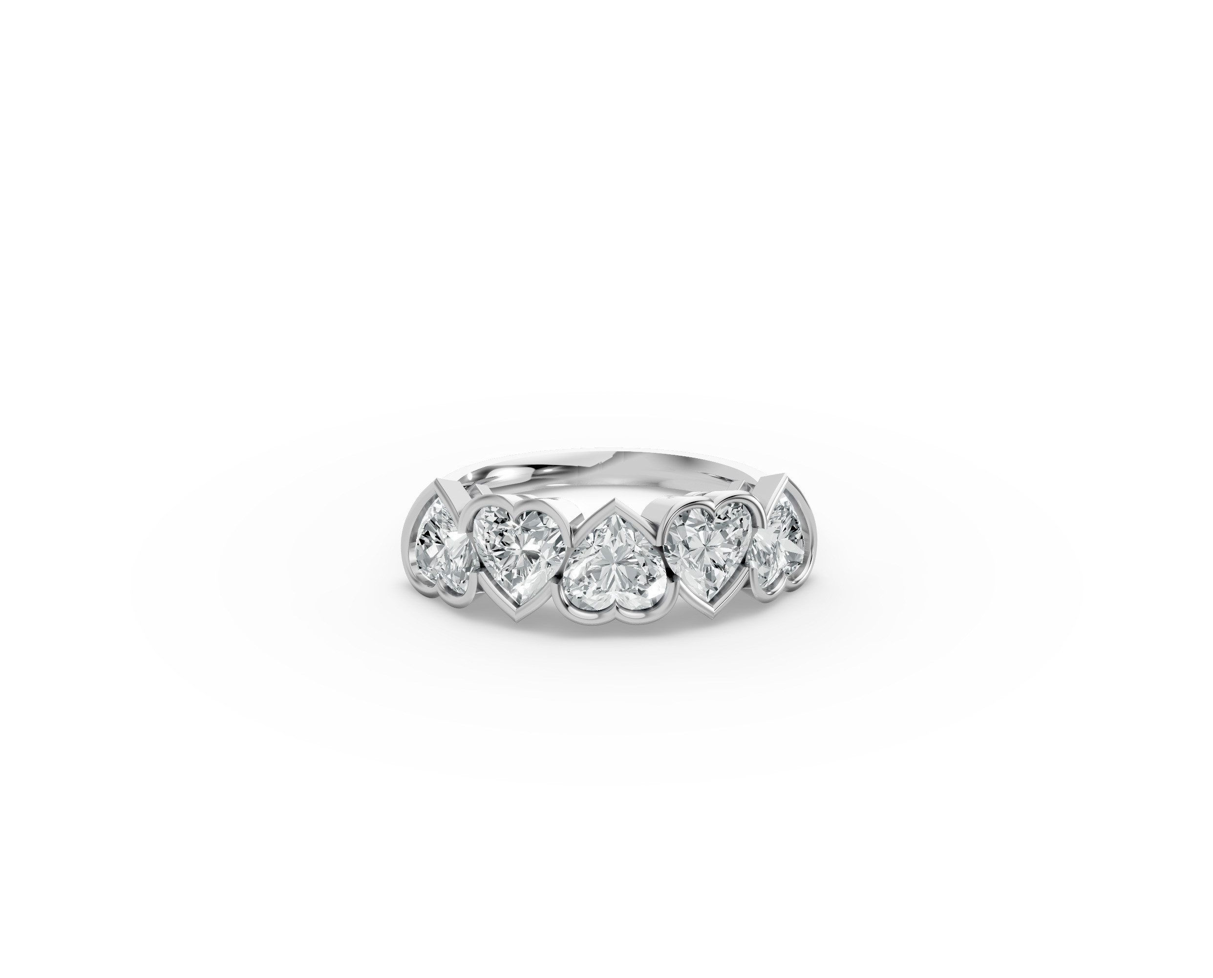 Heart Shape Diamond Anniversary Band in Gold
