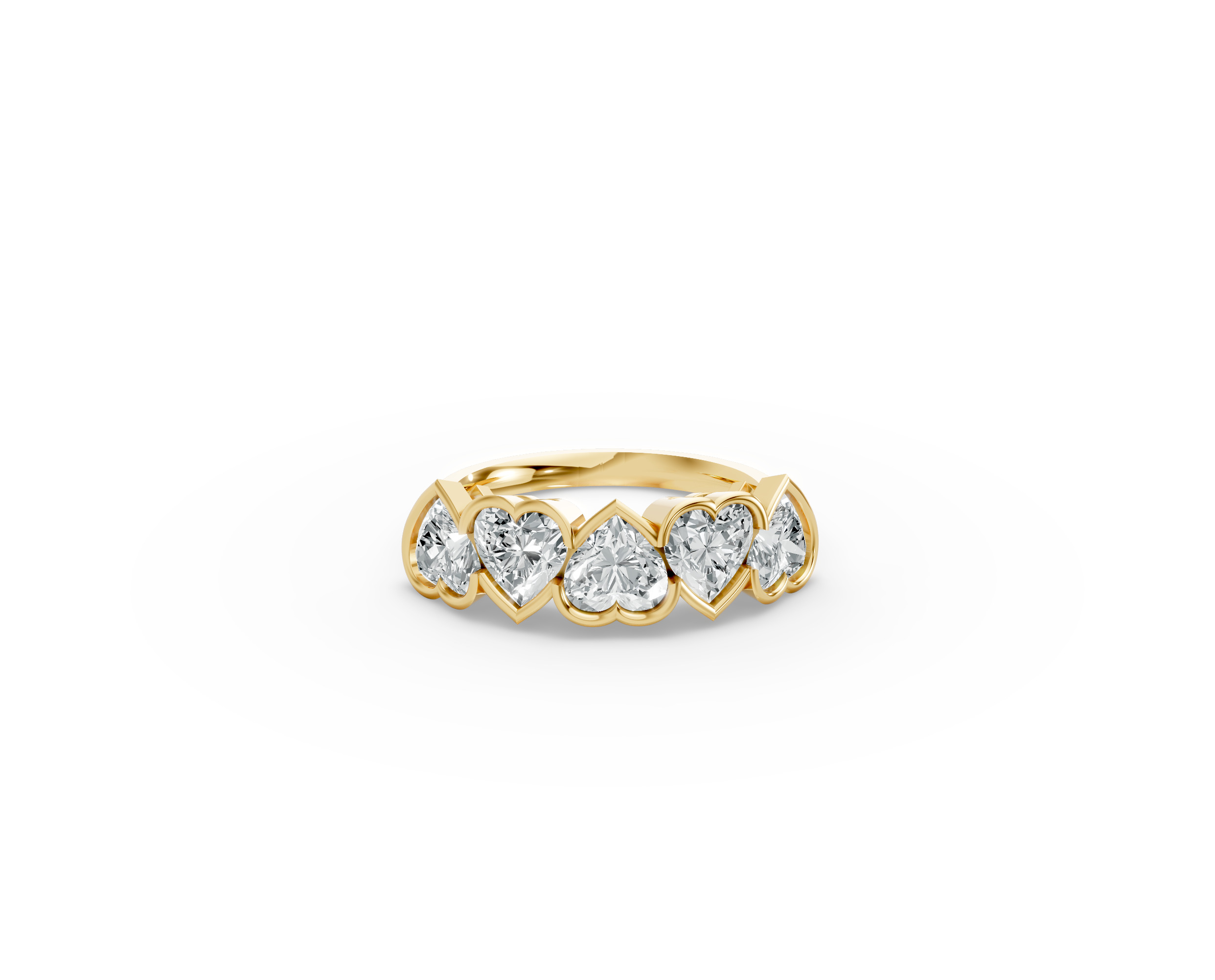 Heart Shape Diamond Anniversary Band in Gold