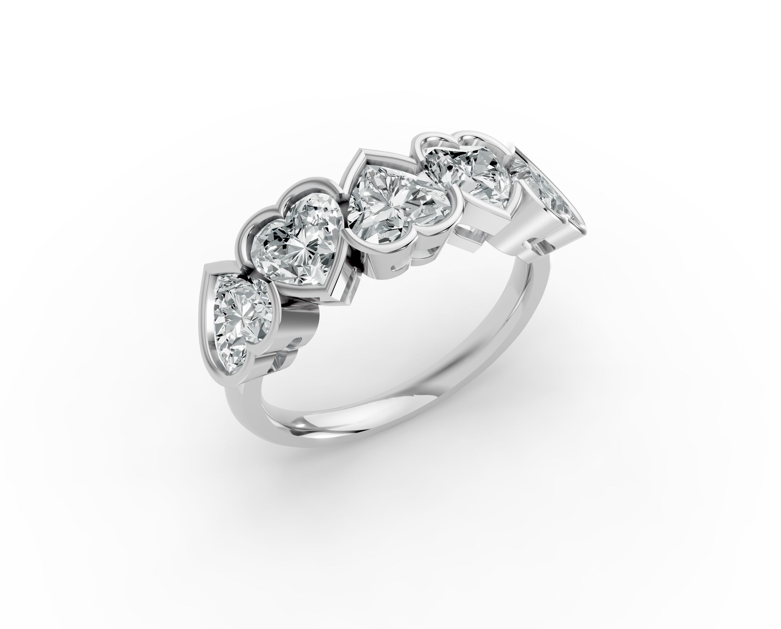 Heart Shape Diamond Anniversary Band in Gold
