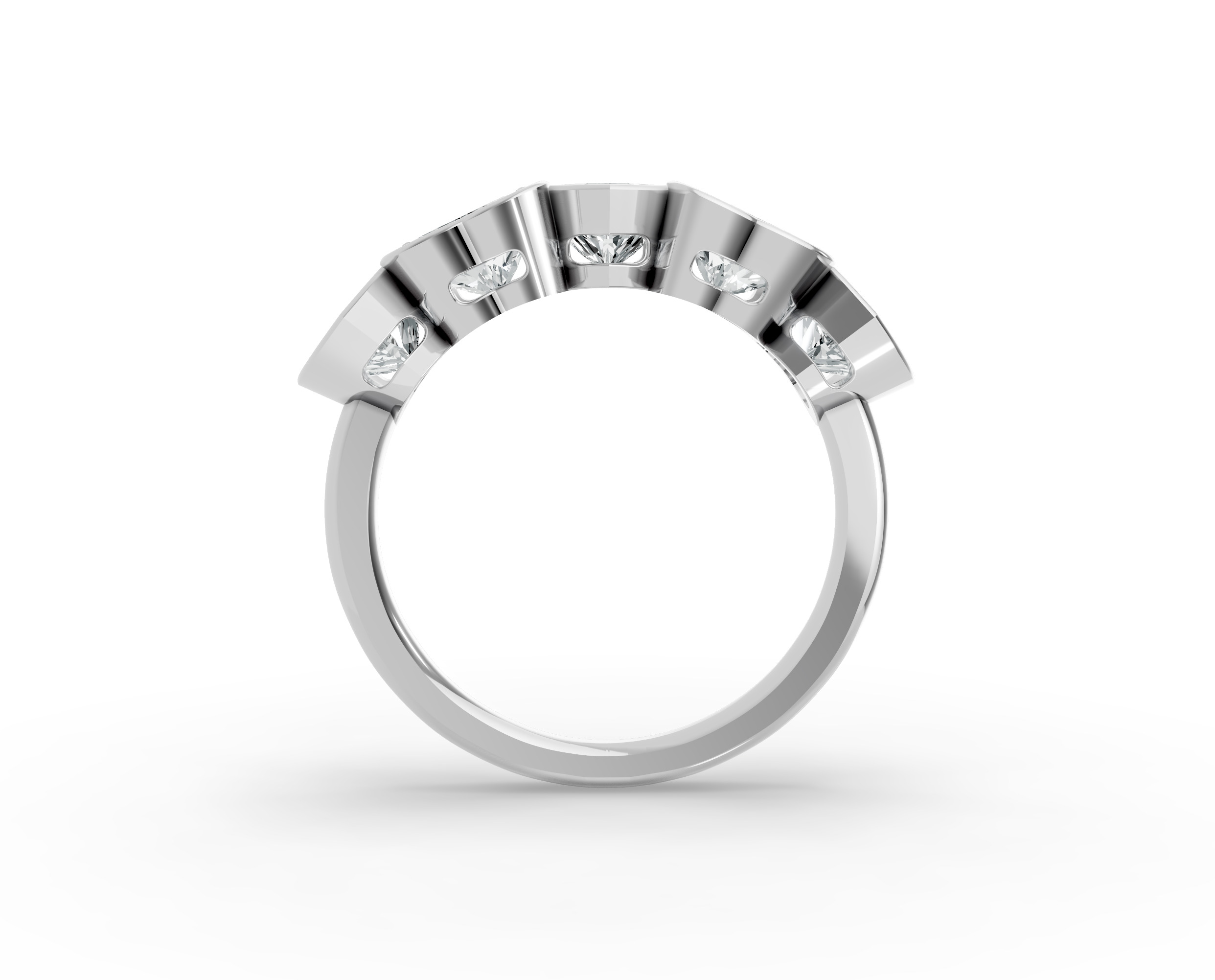 Heart Shape Diamond Anniversary Band in Gold