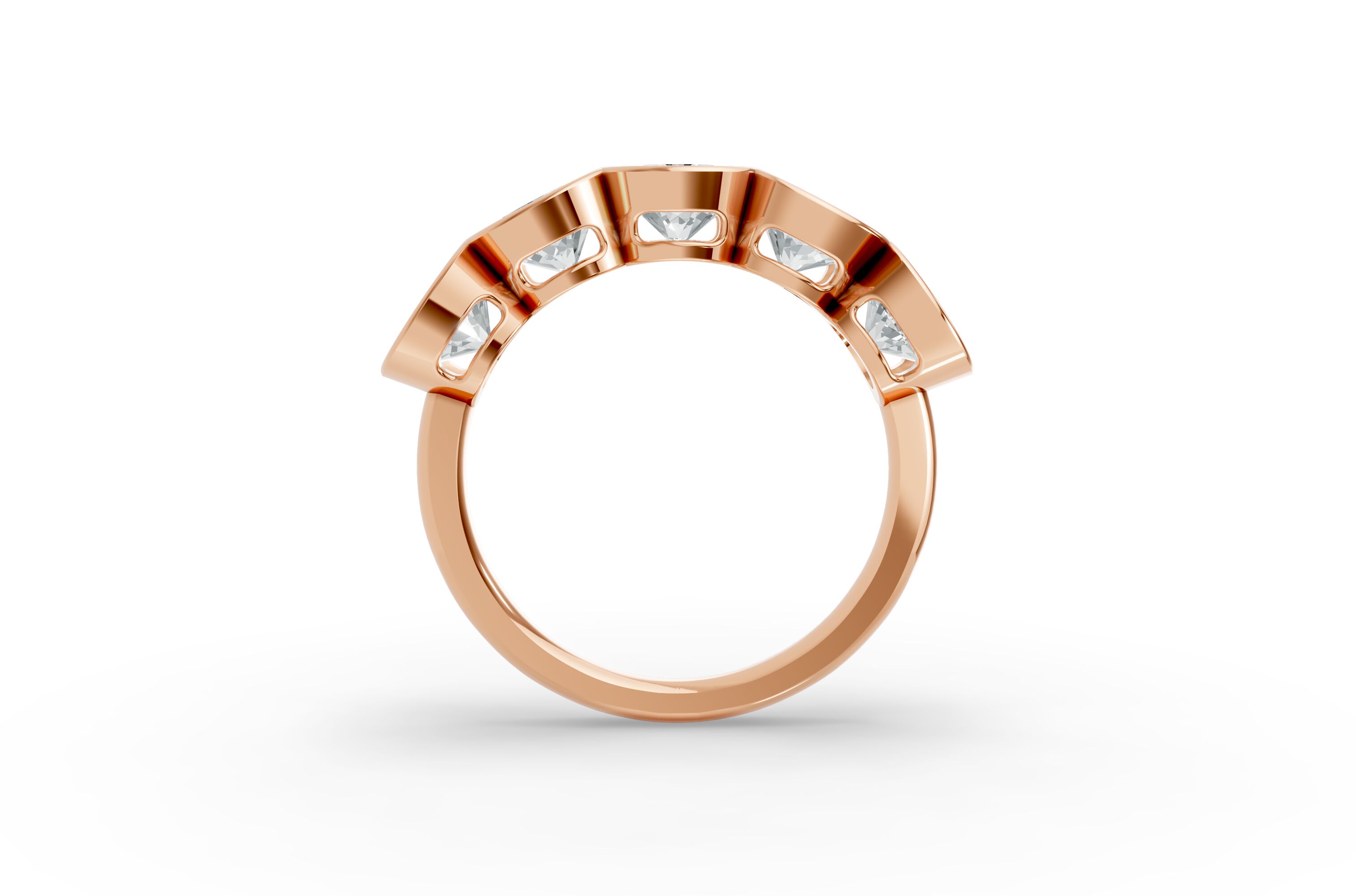 Round Shape Diamond Anniversary Band in Gold