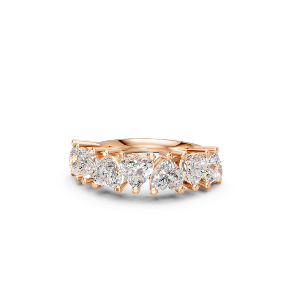 Heart Shape Diamond Anniversary Band in Gold