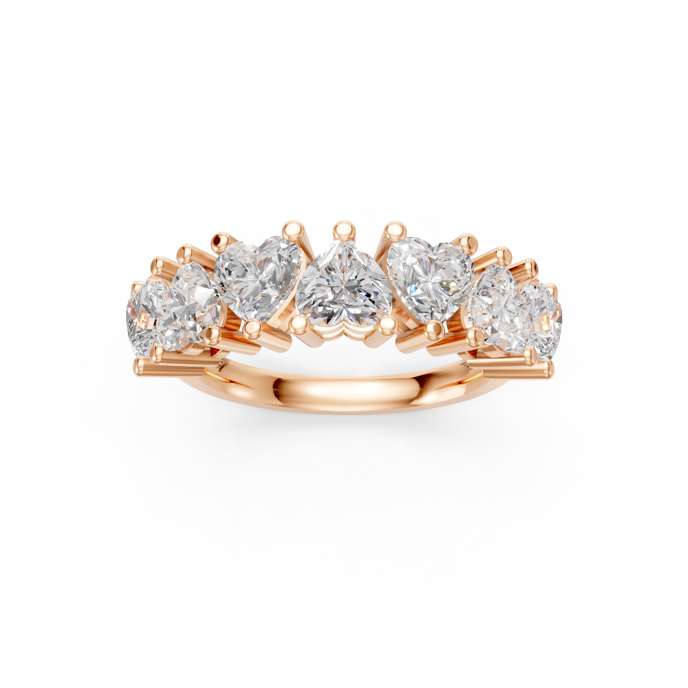 Heart Shape Diamond Anniversary Band in Gold