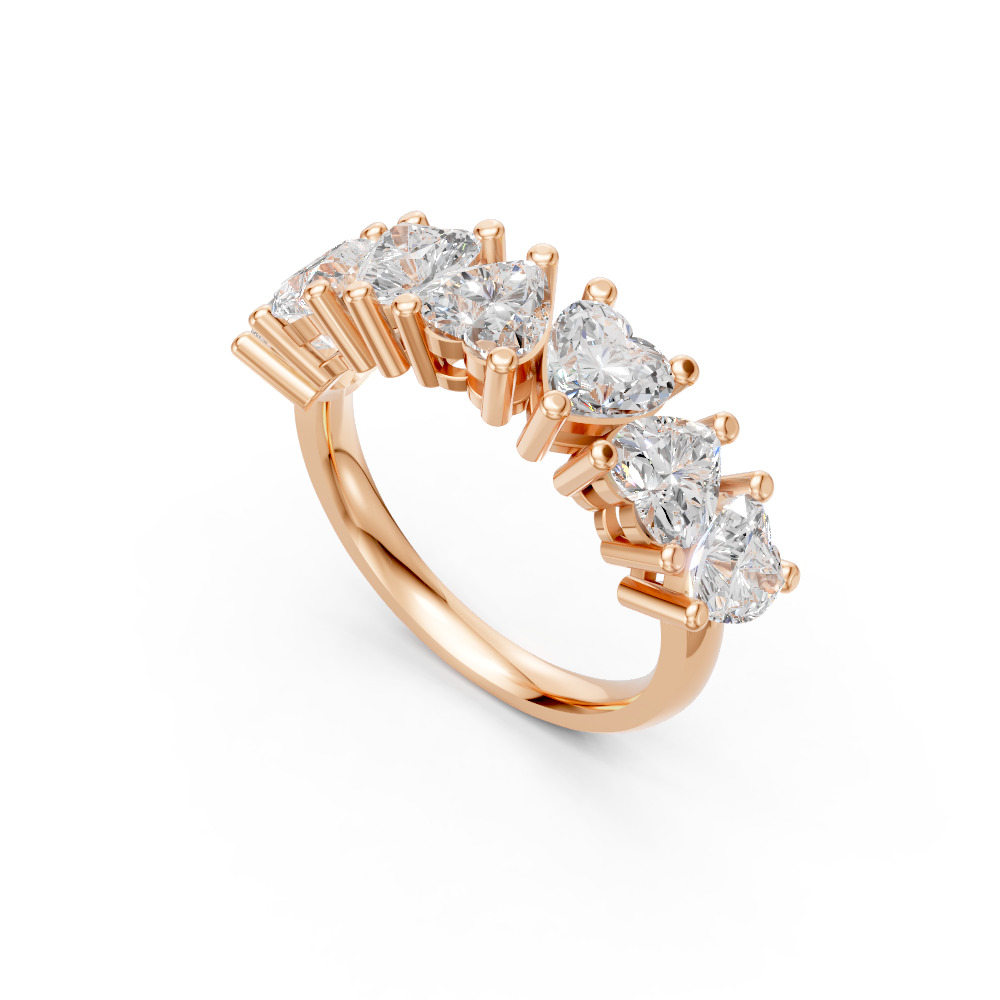 Heart Shape Diamond Anniversary Band in Gold