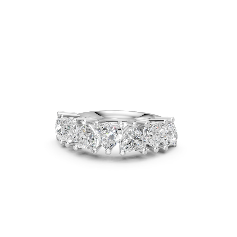 Heart Shape Diamond Anniversary Band in Gold