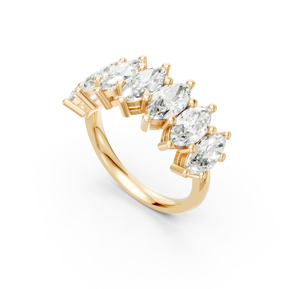 Marquise Shape Diamond Anniversary Band in Gold