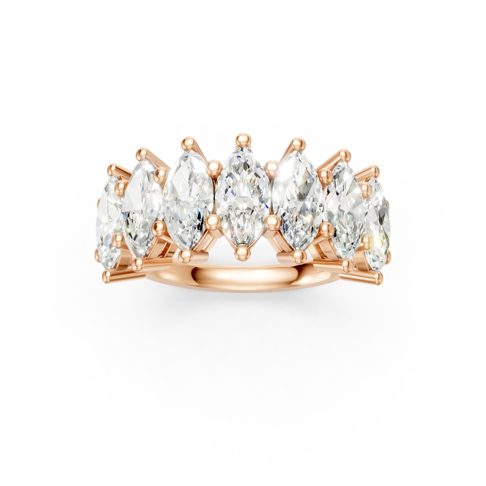 Marquise Shape Diamond Anniversary Band in Gold