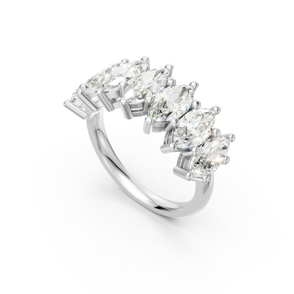 Marquise Shape Diamond Anniversary Band in Gold