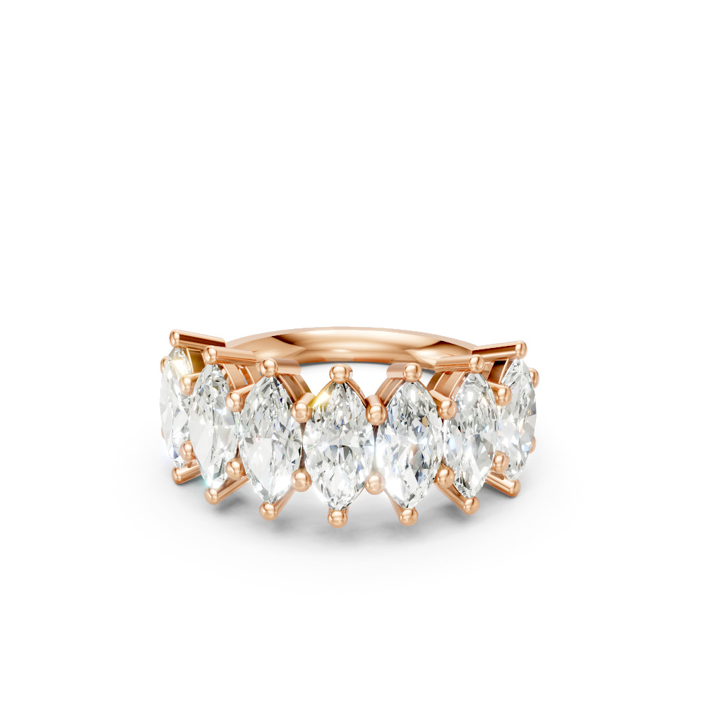 Marquise Shape Diamond Anniversary Band in Gold