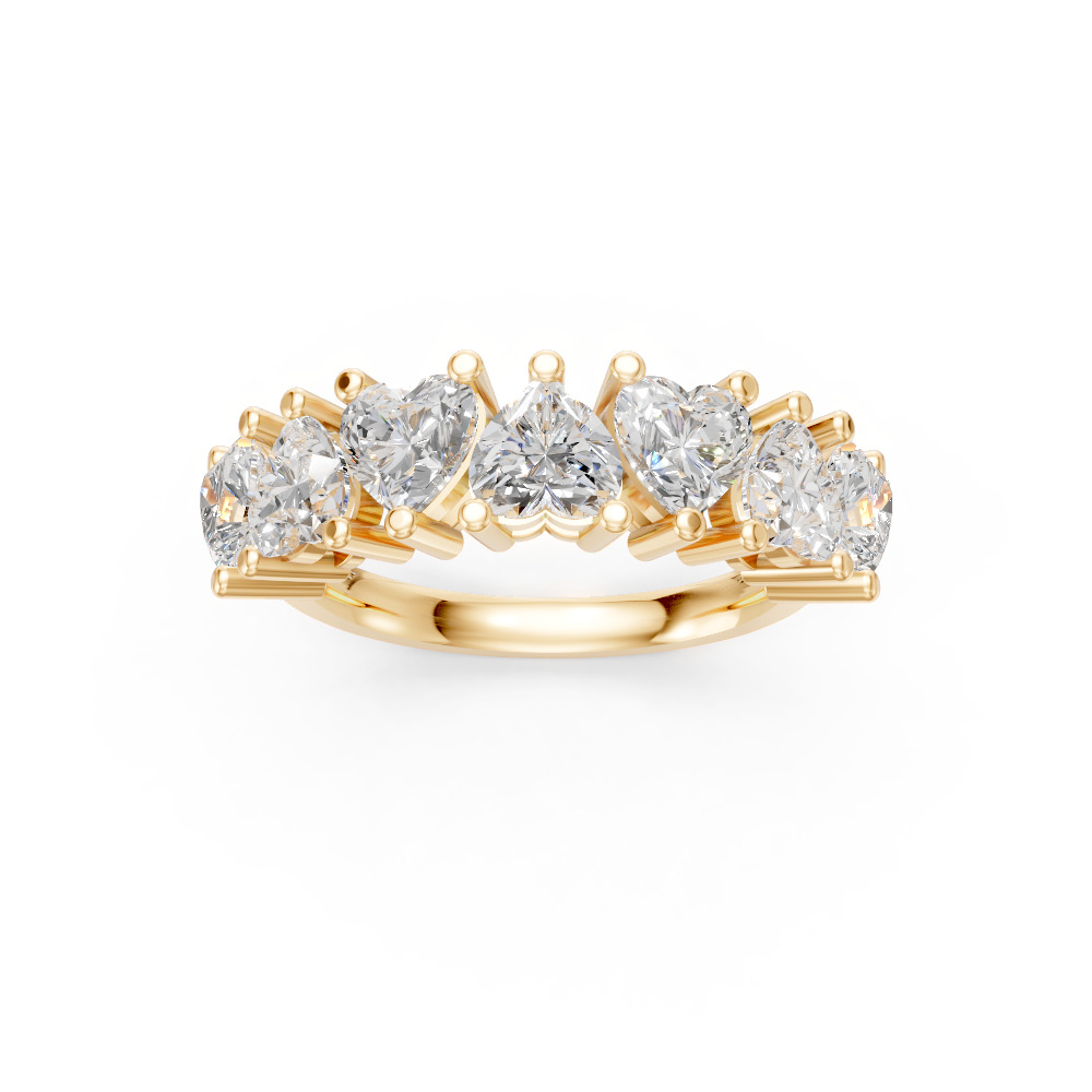 Heart Shape Diamond Anniversary Band in Gold