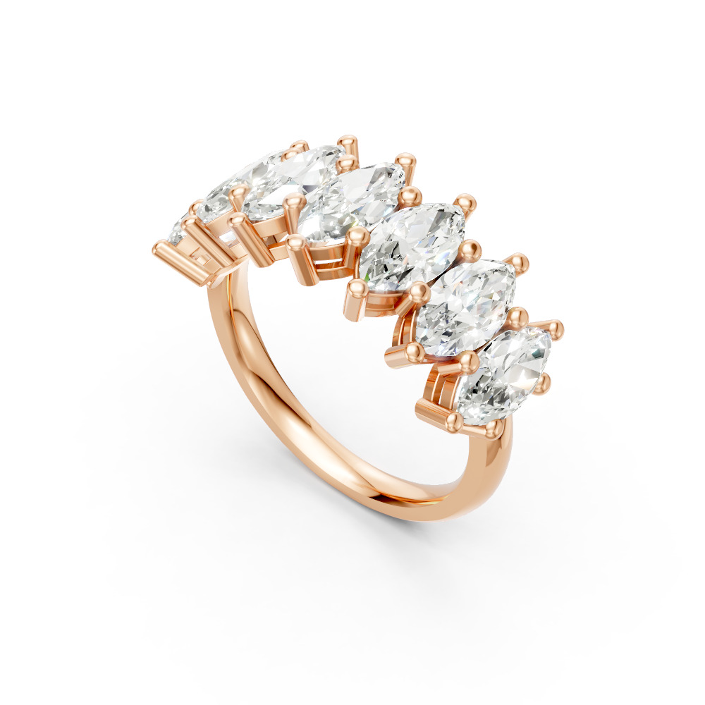 Marquise Shape Diamond Anniversary Band in Gold