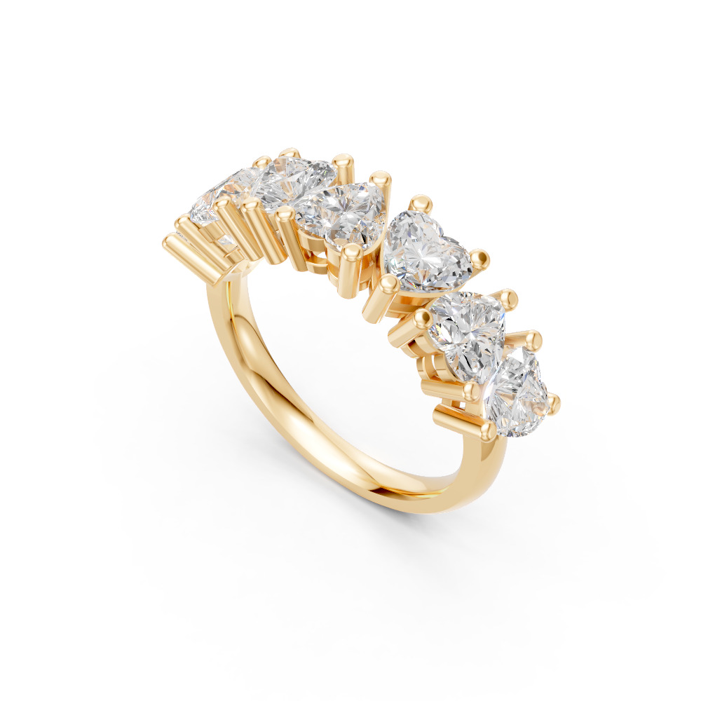 Heart Shape Diamond Anniversary Band in Gold
