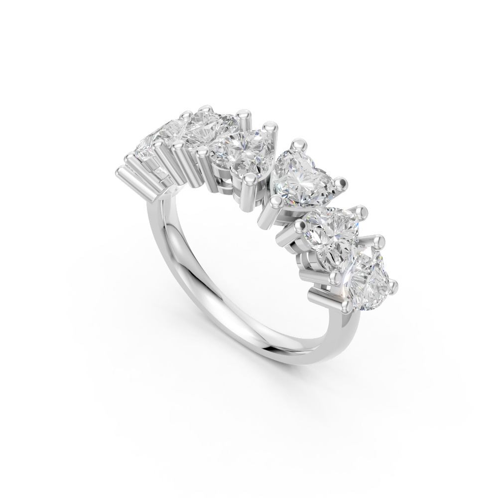 Heart Shape Diamond Anniversary Band in Gold