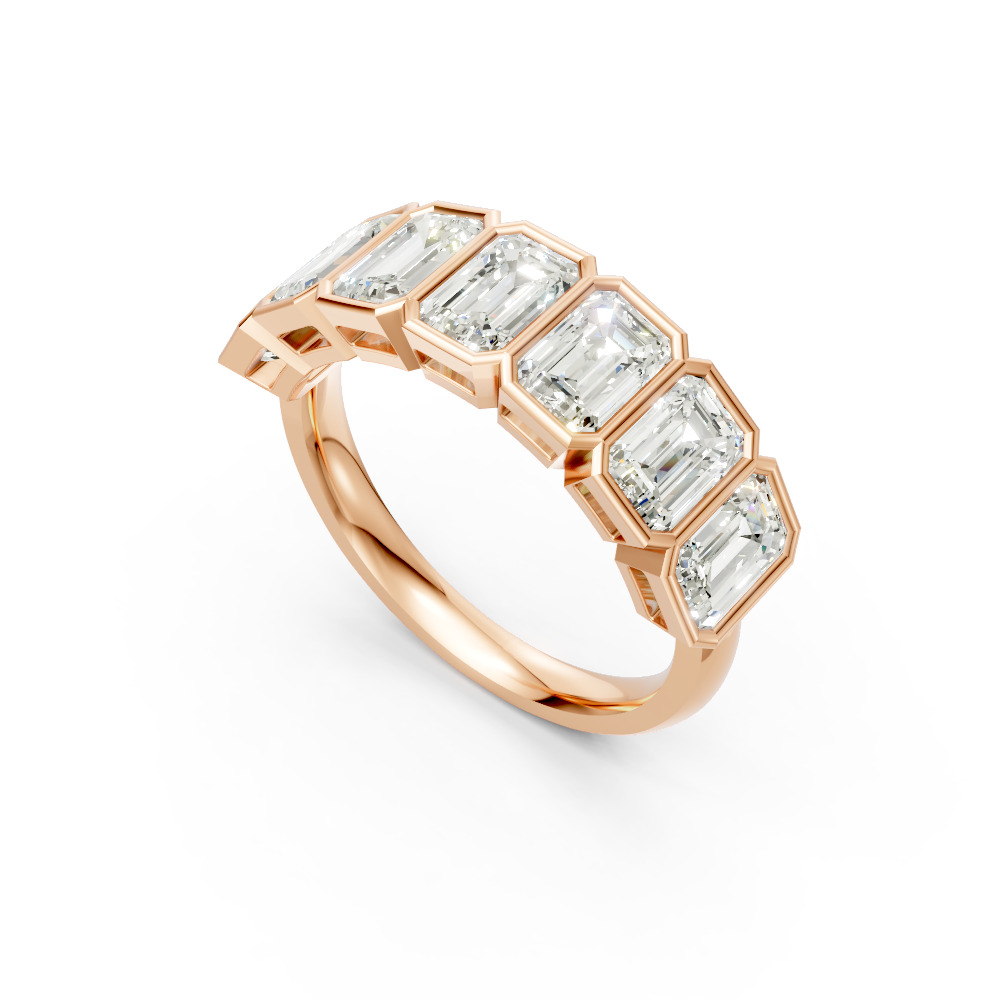 Emerald Shape Diamond Anniversary Band in Gold