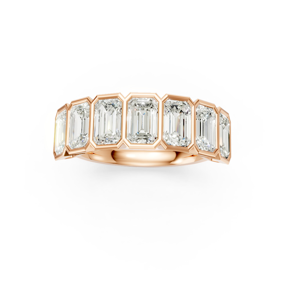 Emerald Shape Diamond Anniversary Band in Gold